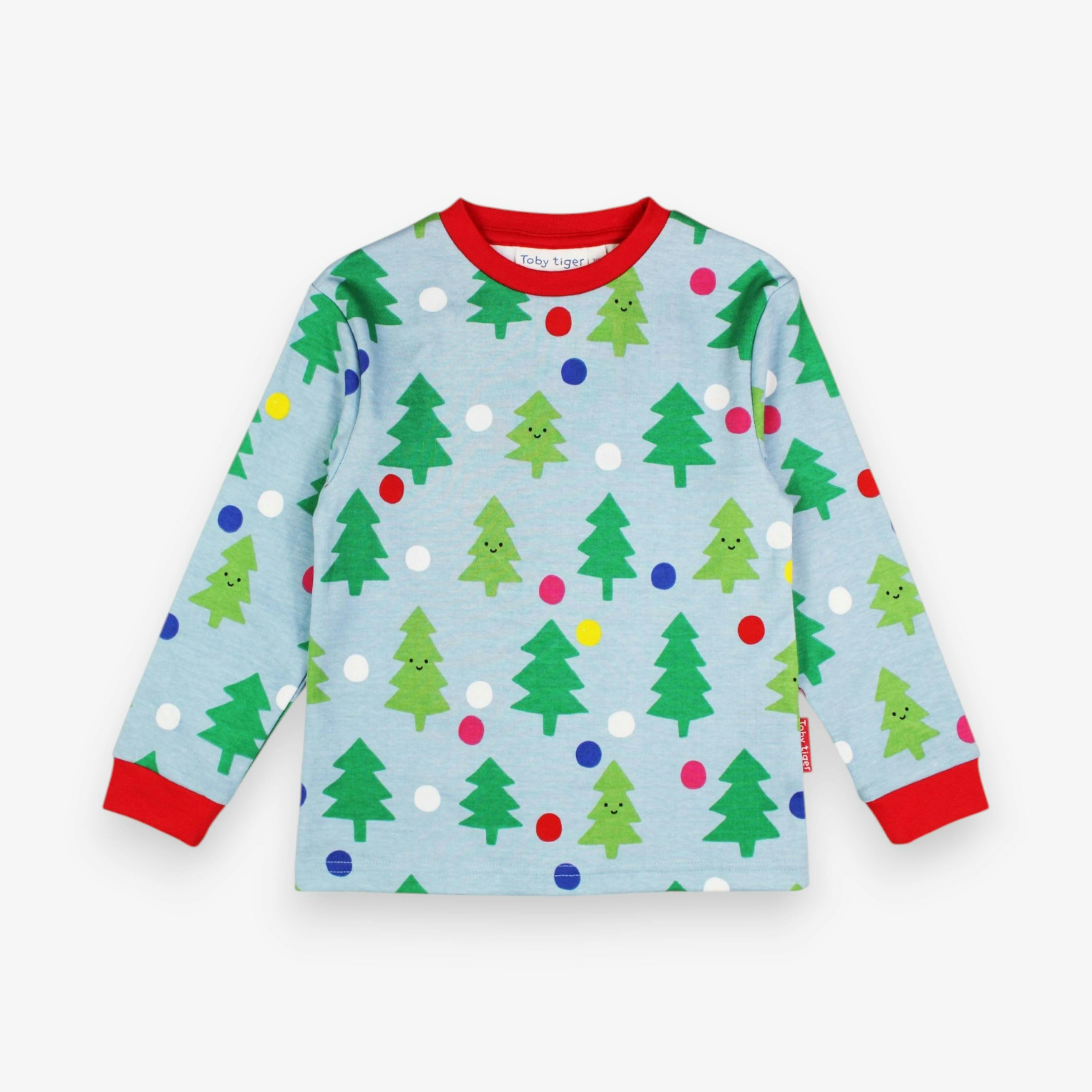 Organic Christmas Tree Print Pyjamas , view 2 of 3
