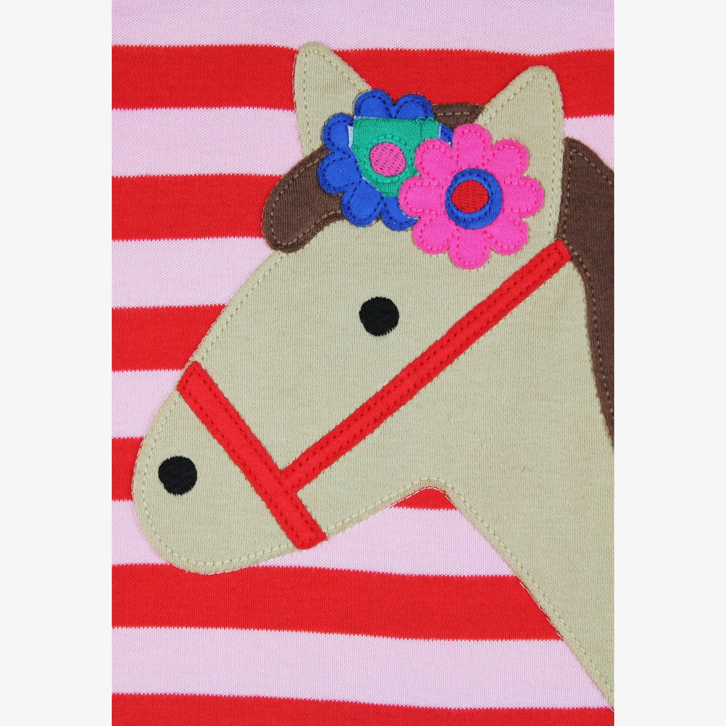 Organic Pink Horse Applique Long Sleeved T-Shirt , view 2 of 3