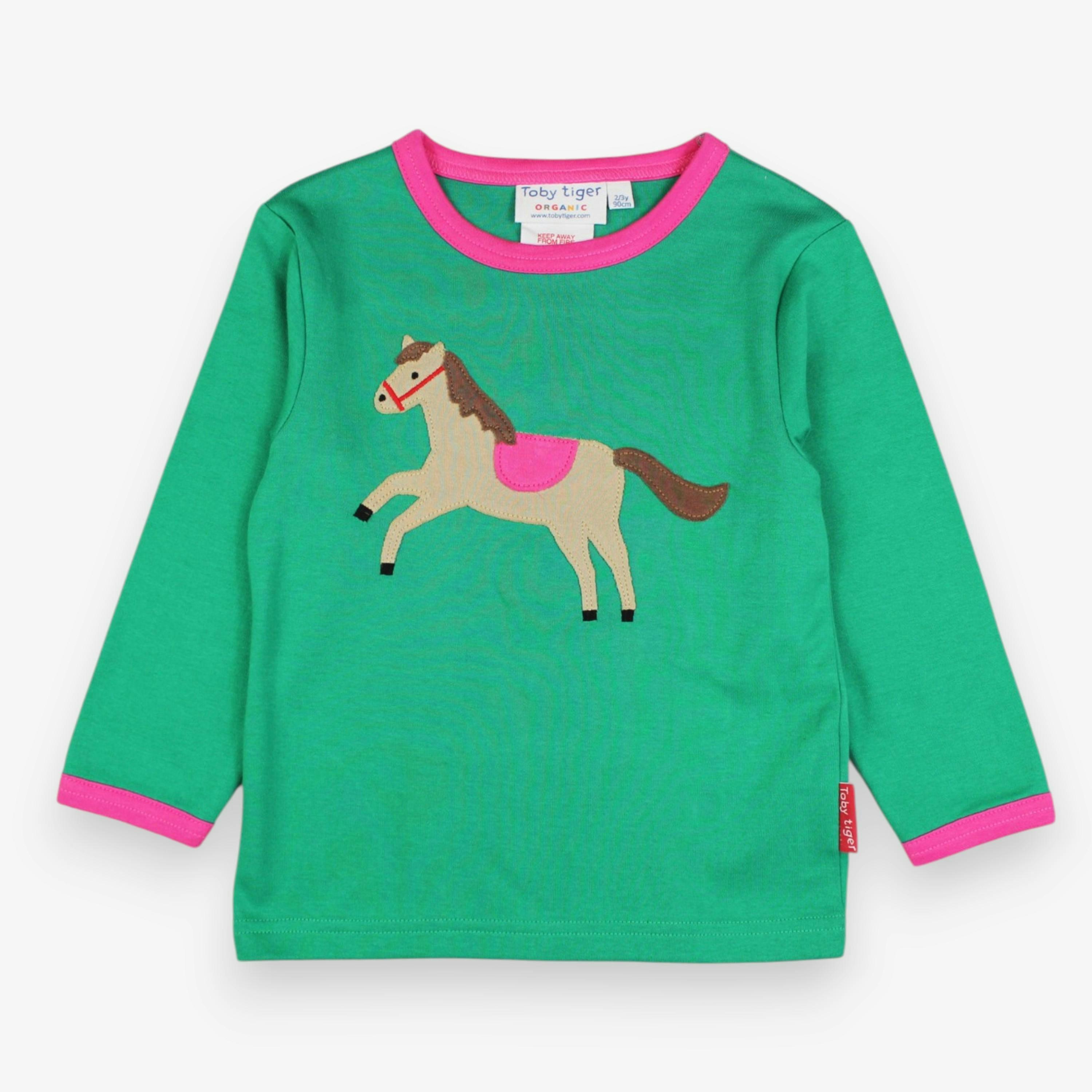 Organic Green Horse Applique Long Sleeved T-Shirt , view 1 of 3