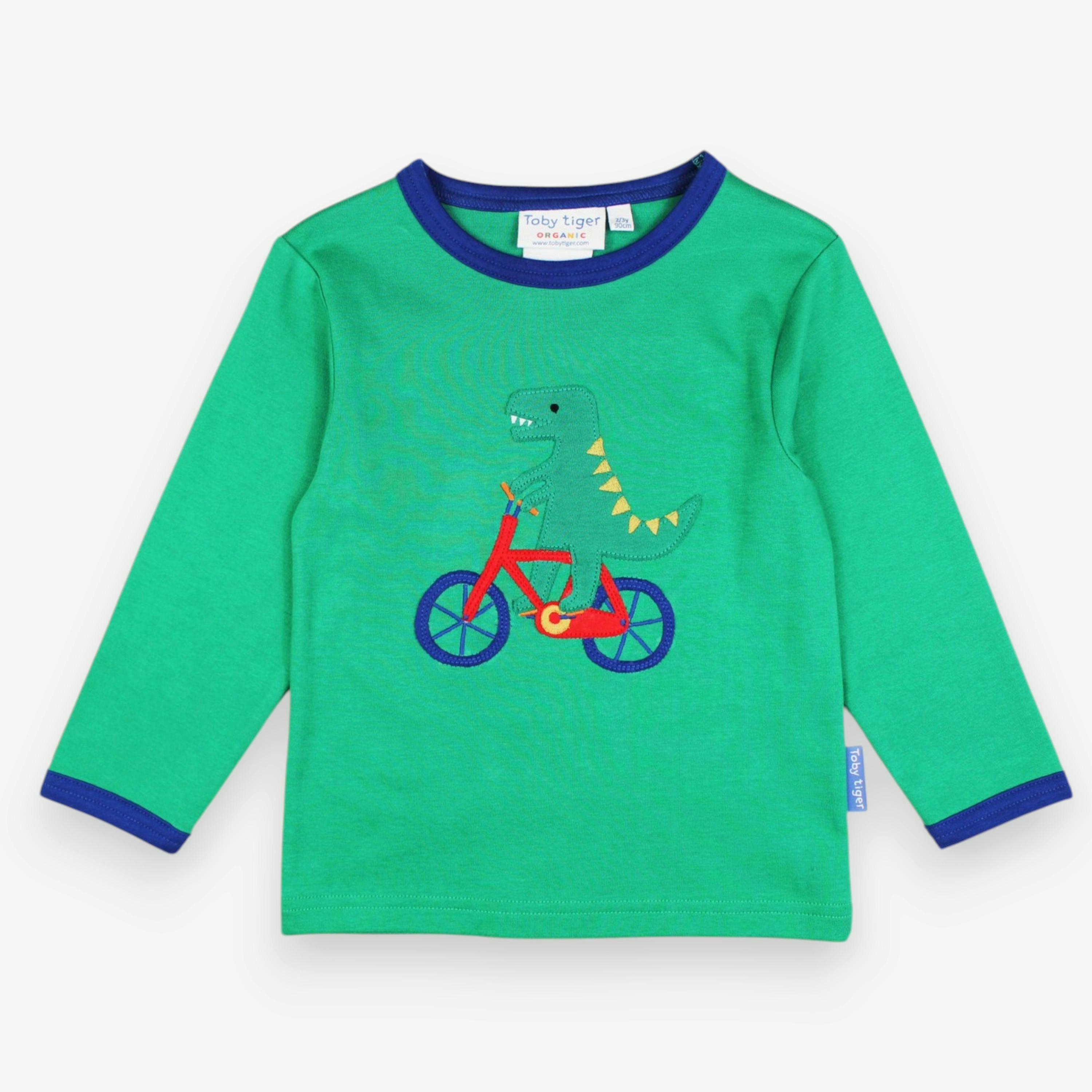 Organic Toys Bicycle Dinosaur Applique Long-Sleeved T-Shirt , view 1 of 2