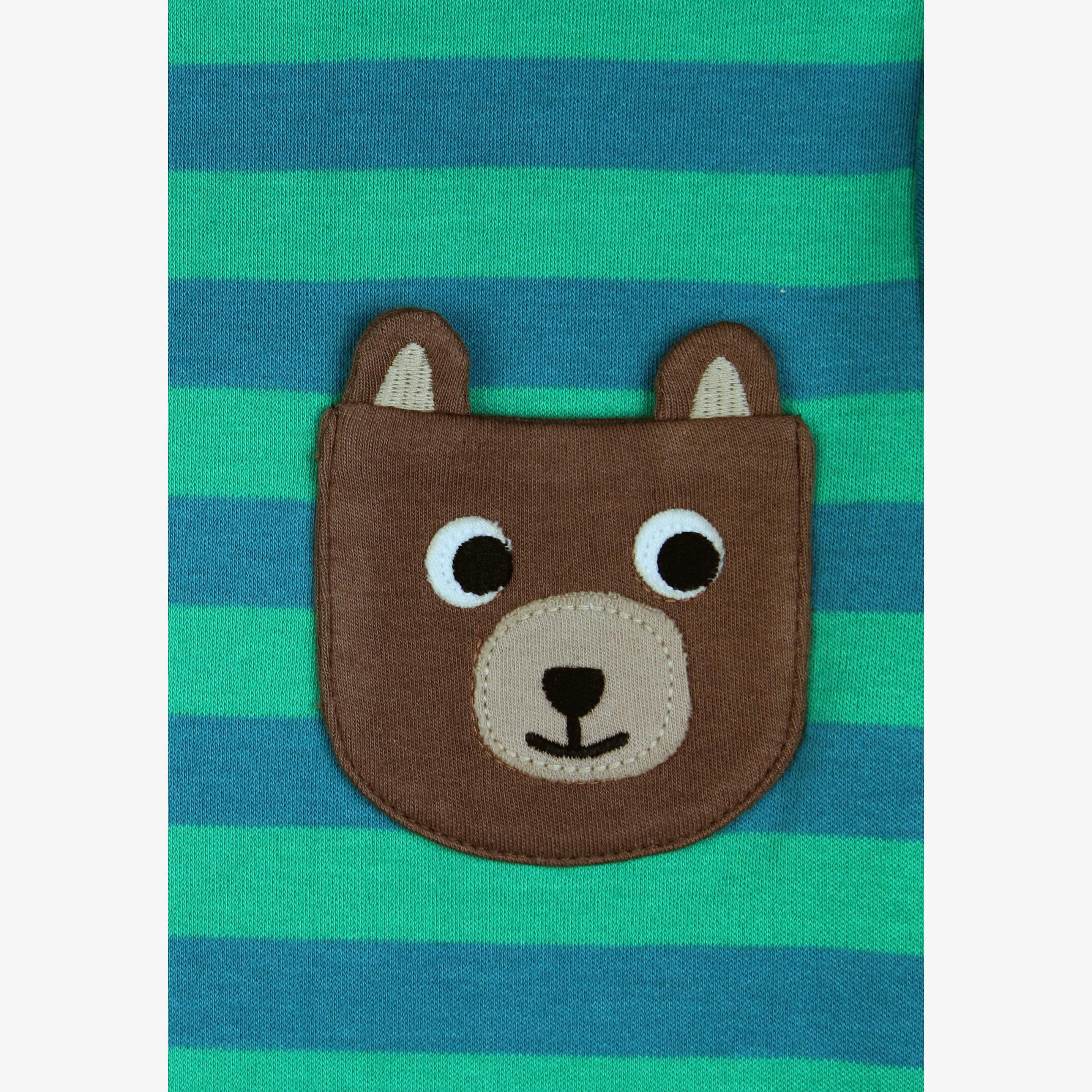 Organic Brown Bear Pocket Applique Long-Sleeved T-Shirt , view 2 of 2