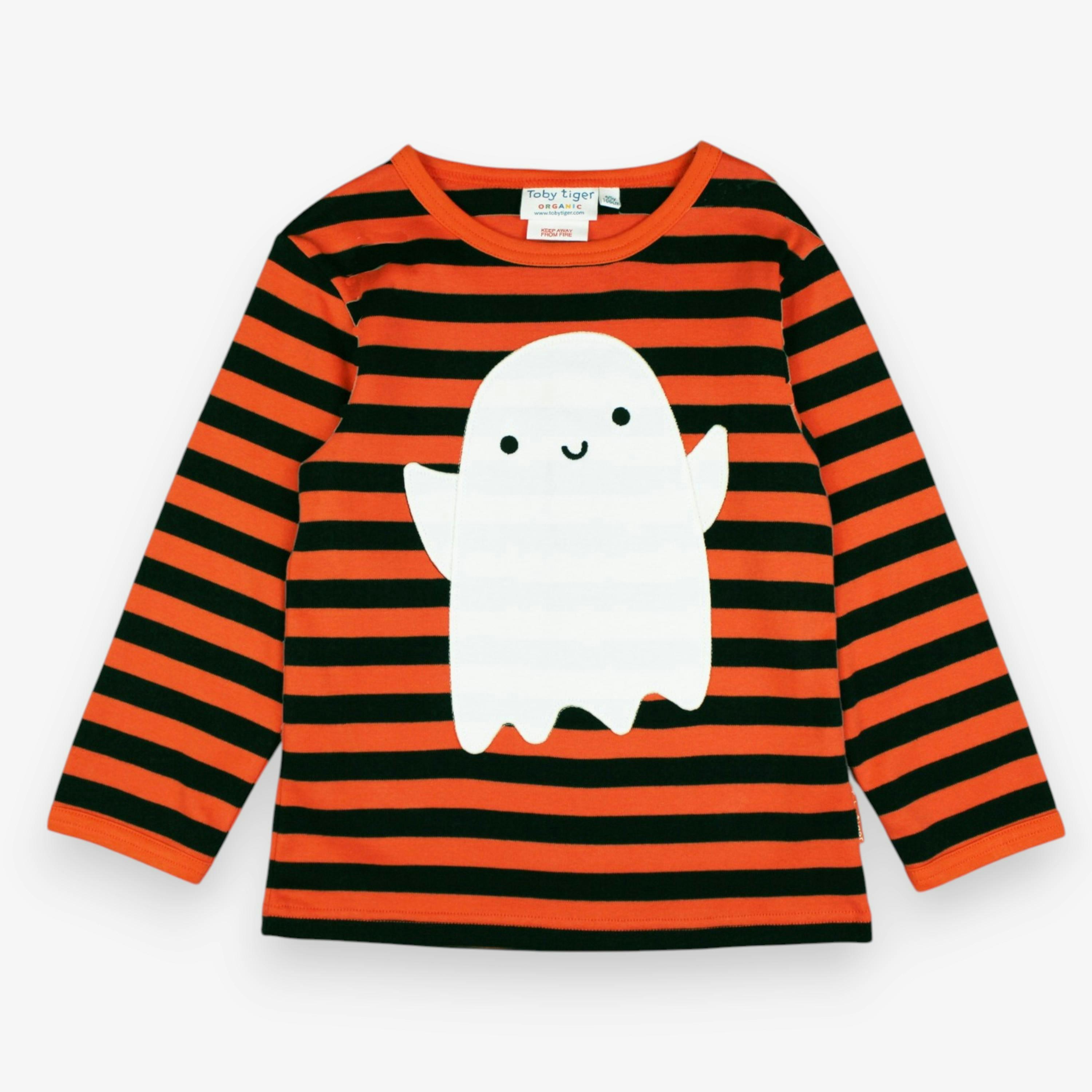 Organic Happy Ghost Applique Long Sleeved T-Shirt , view 1 of 3