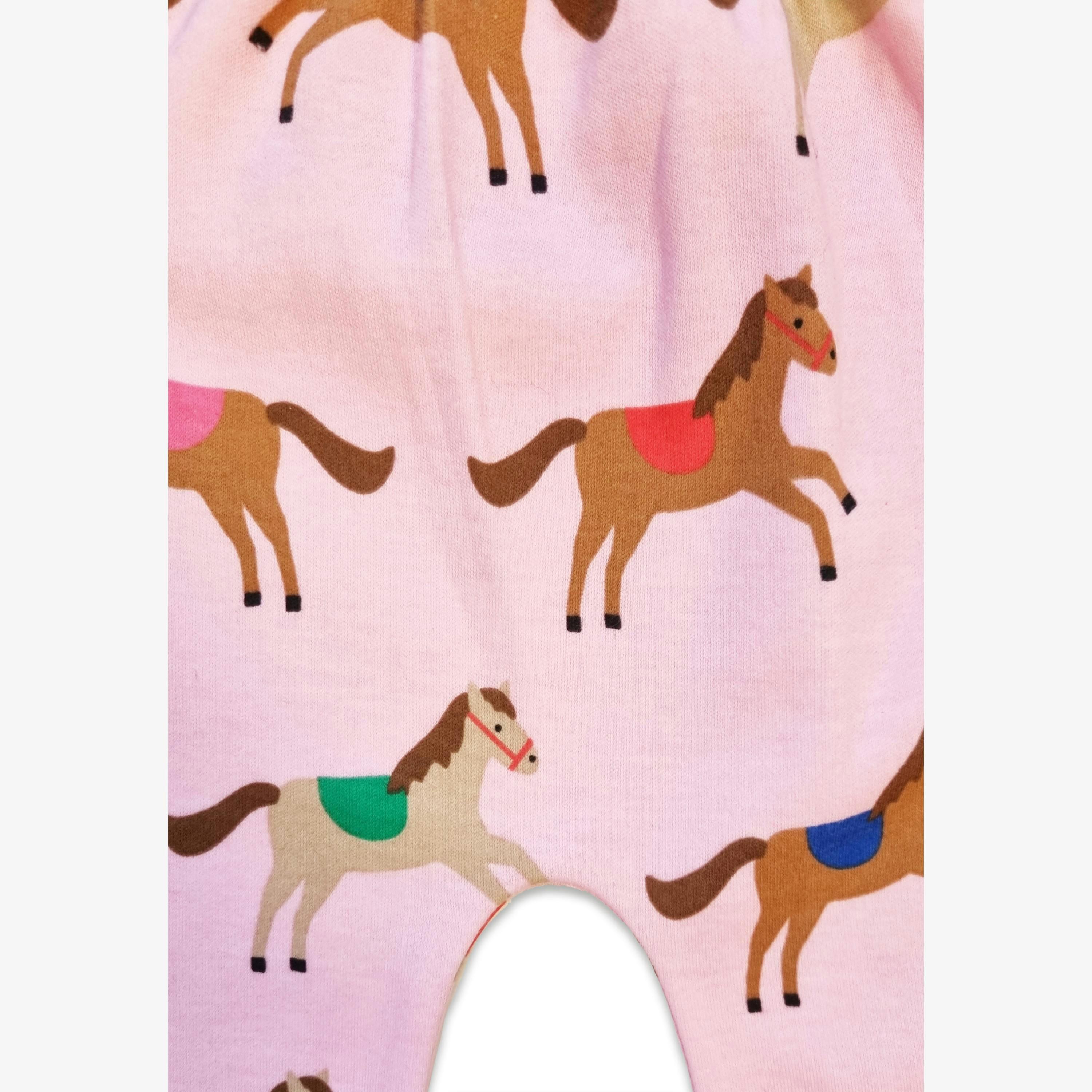 Organic Pink Horse and Pony Print Yoga Pants , view 2 of 3