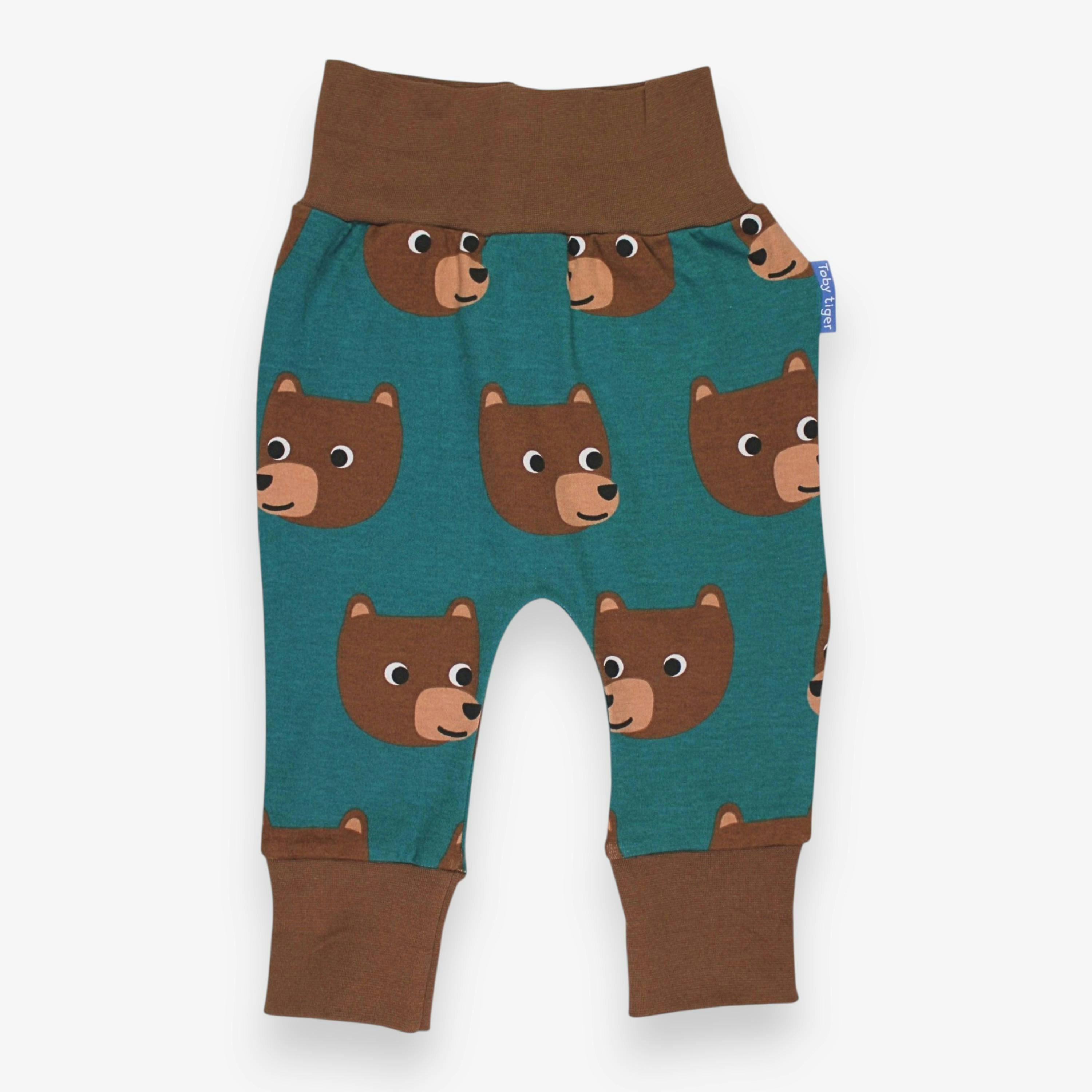 Organic Brown Bear Print Yoga Pants , view 1 of 3