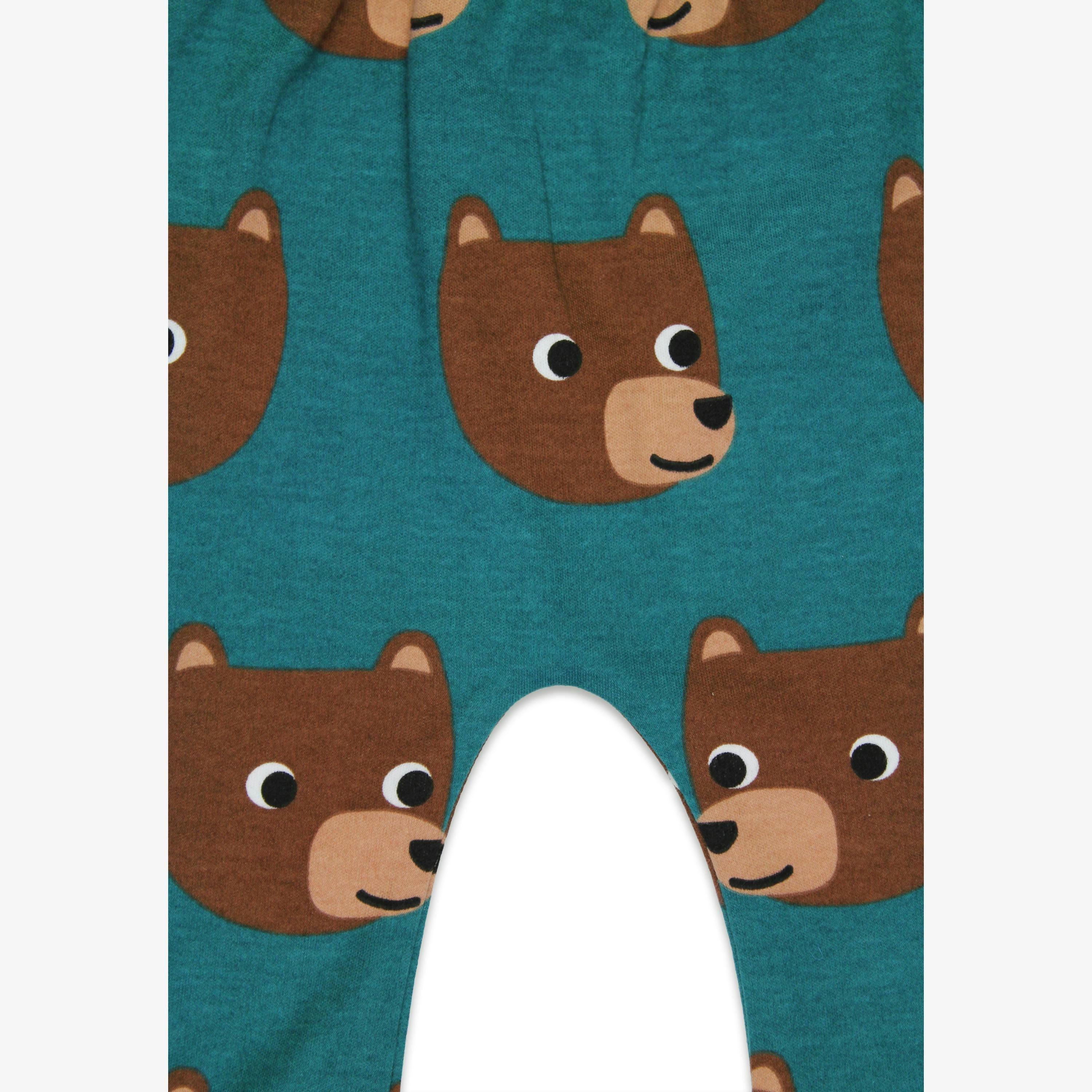 Organic Brown Bear Print Yoga Pants , view 2 of 3
