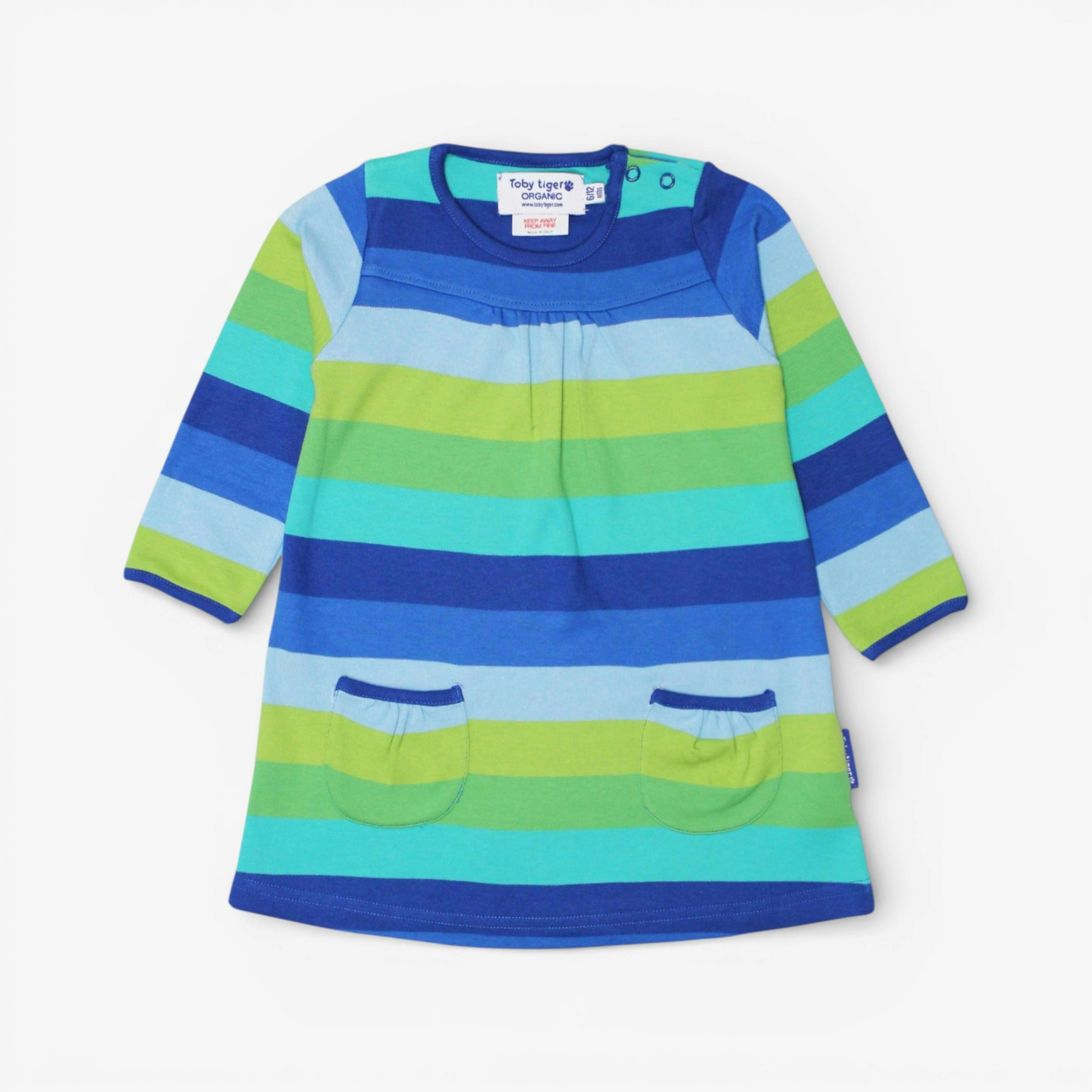 Organic Blue Multi Stripe Dress , view 1 of 1