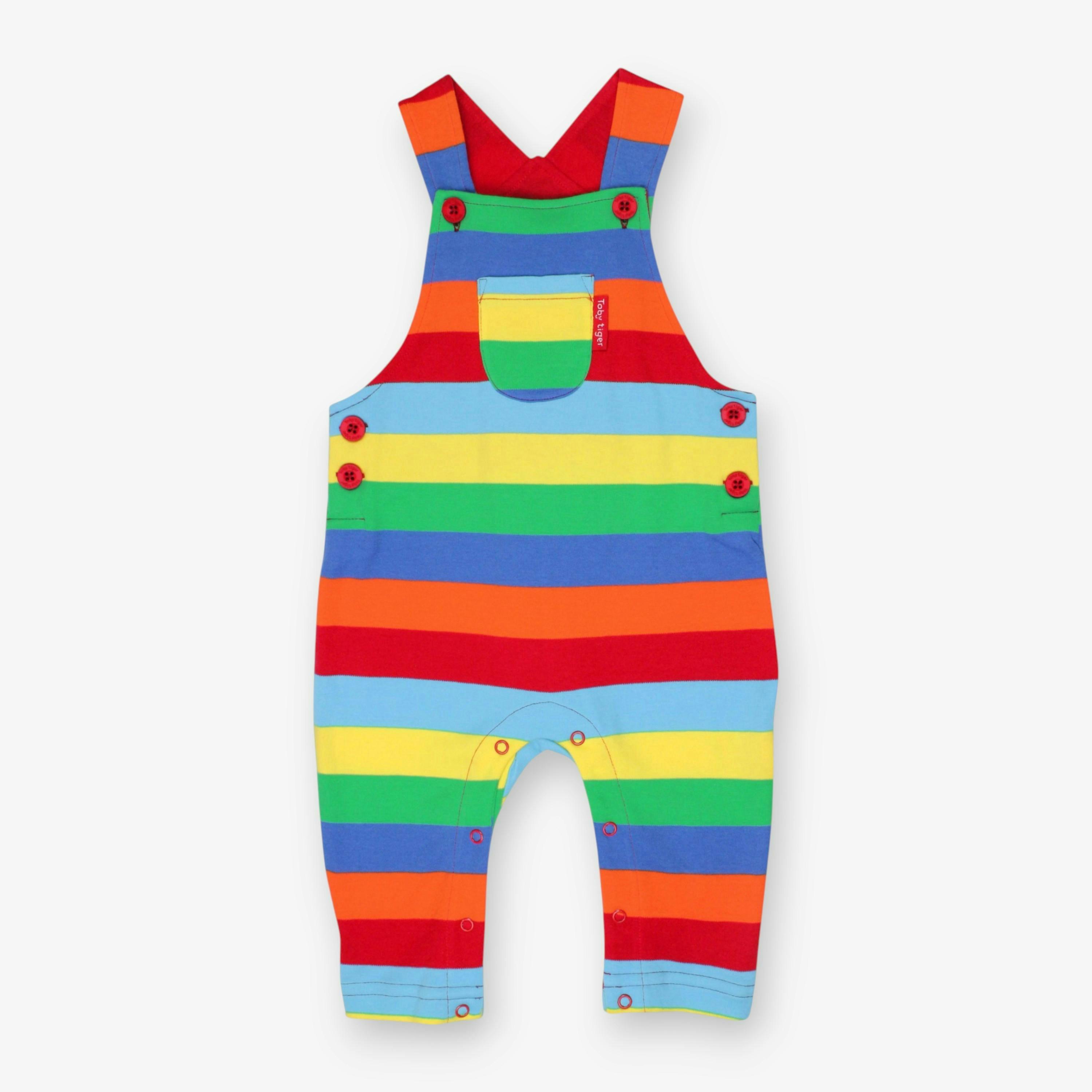 Organic Multi Stripe Dungarees , view 1 of 2