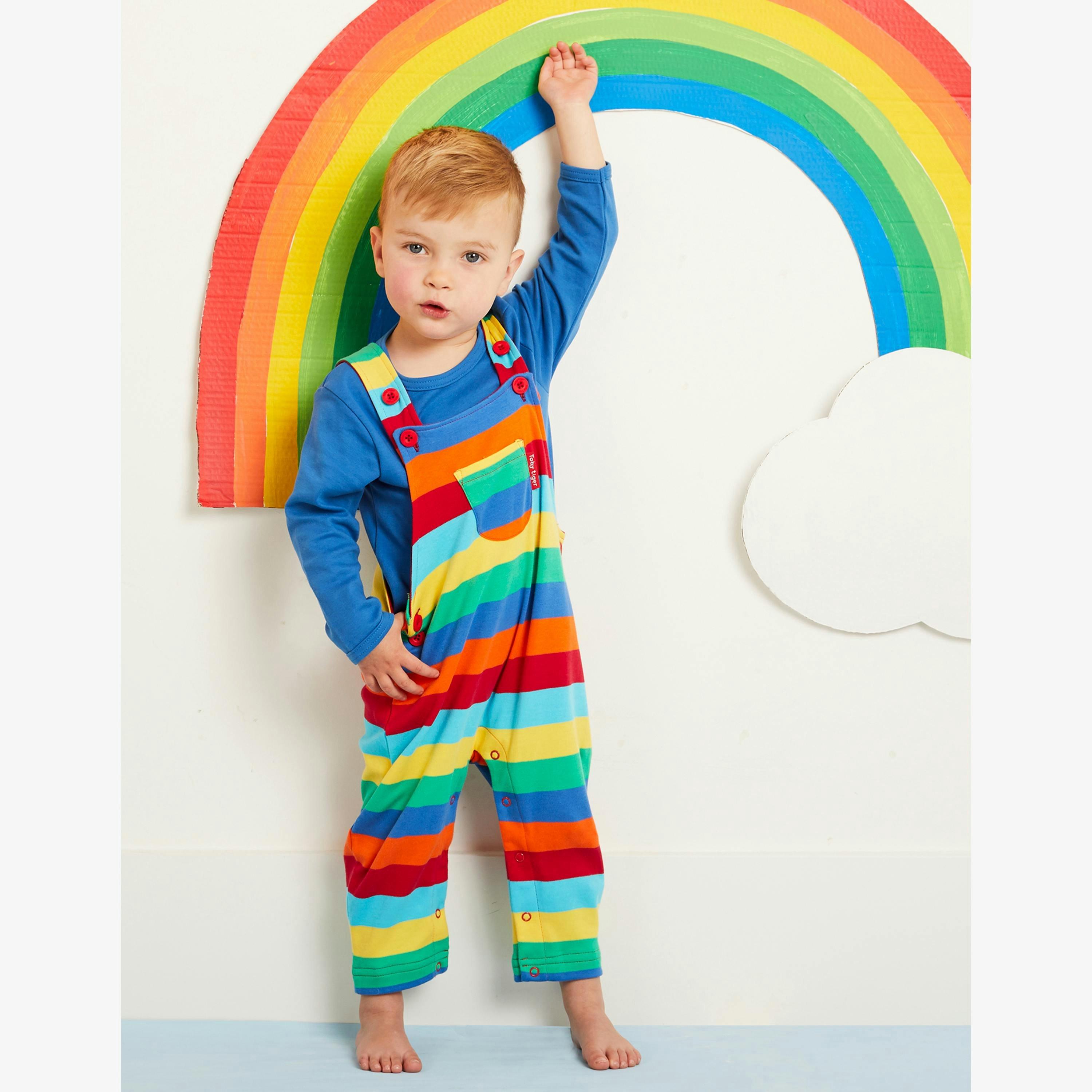 Organic Multi Stripe Dungarees , view 2 of 2