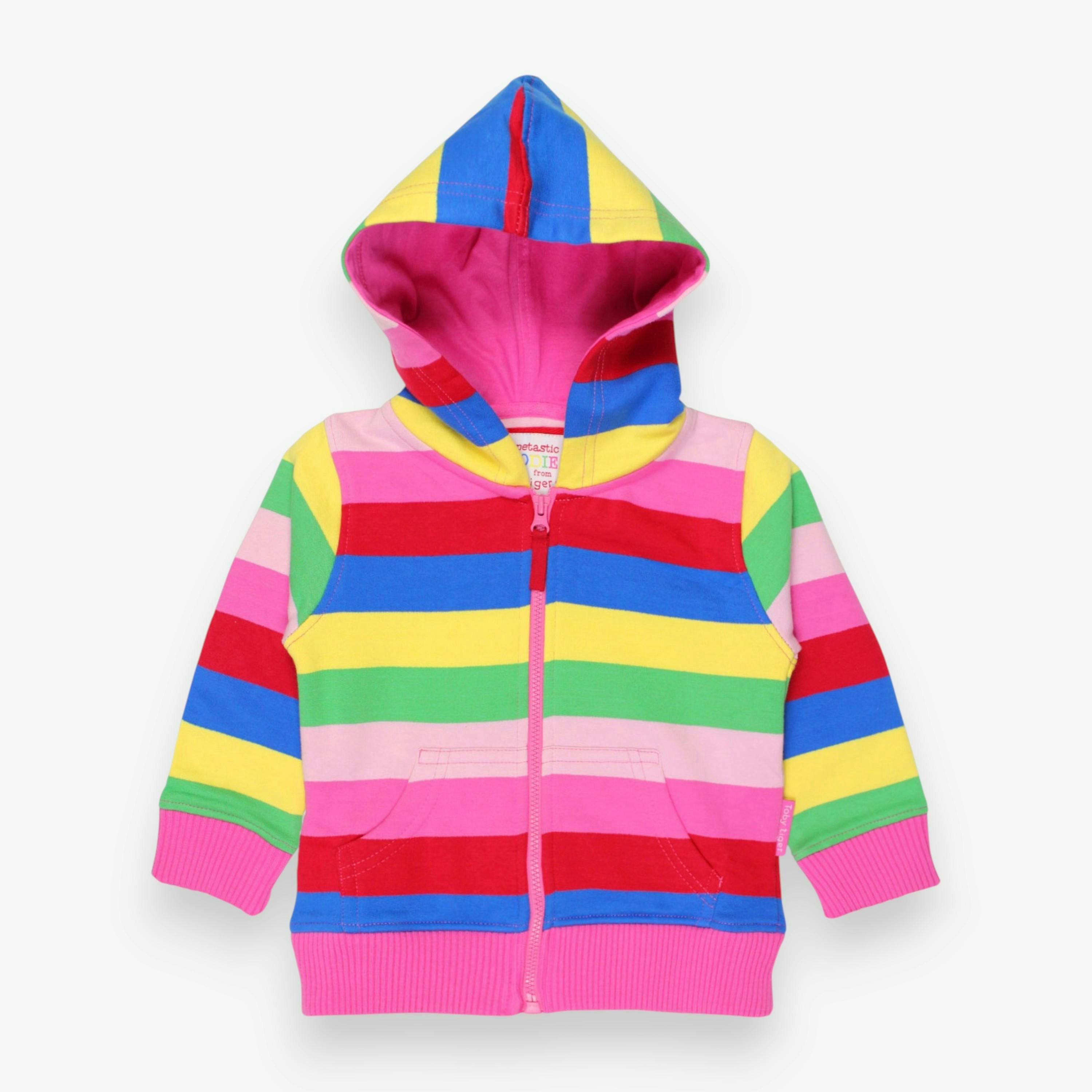Organic Pink Multi Stripe Hoodie , view 1 of 2