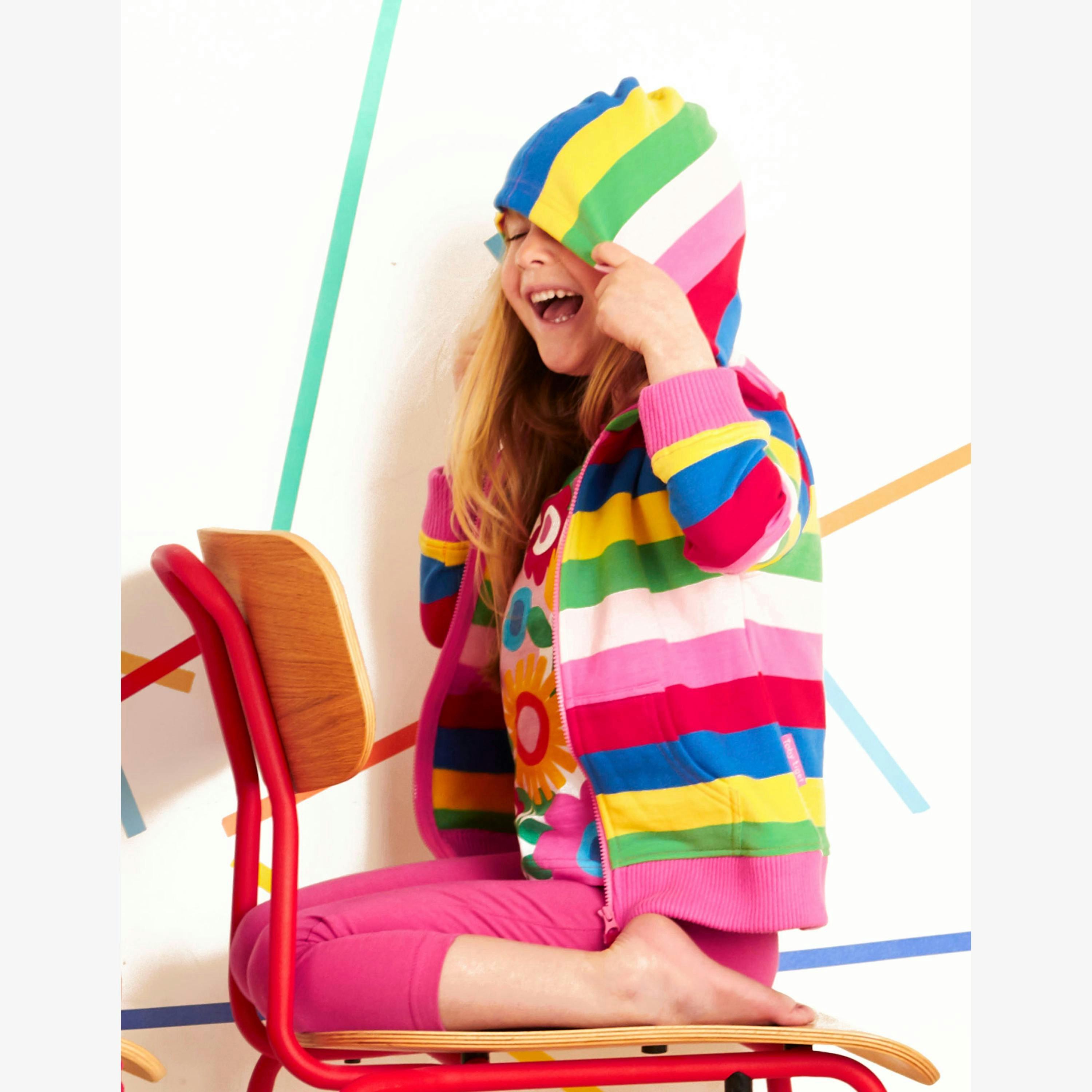 Organic Pink Multi Stripe Hoodie , view 2 of 2