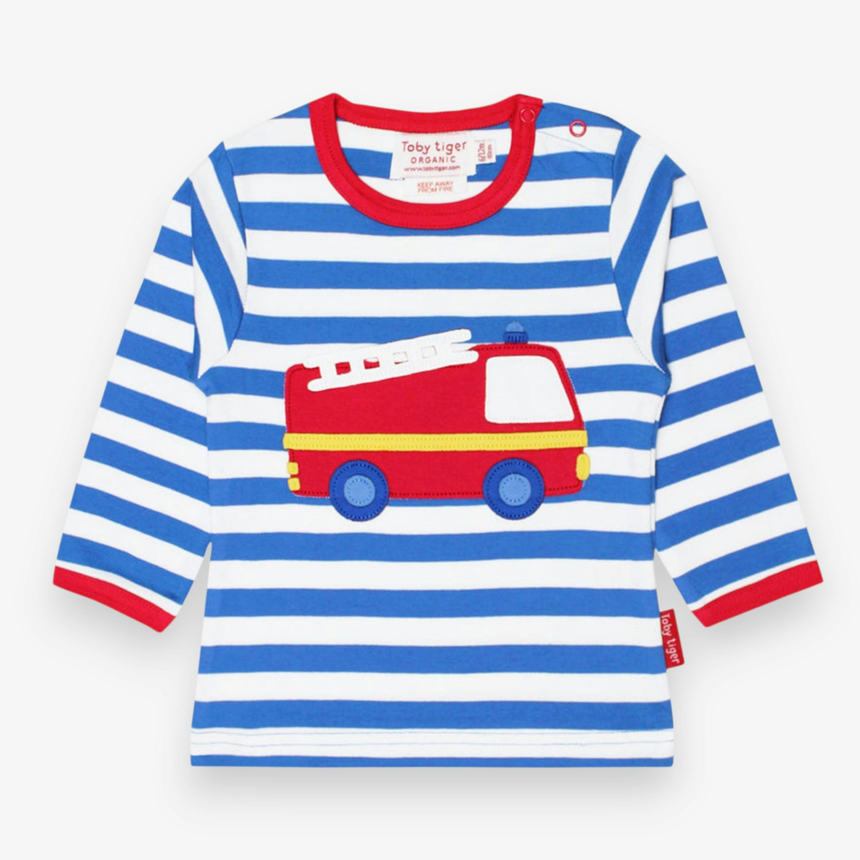 Organic Fire Engine Applique Long-Sleeved T-Shirt , view 1 of 2