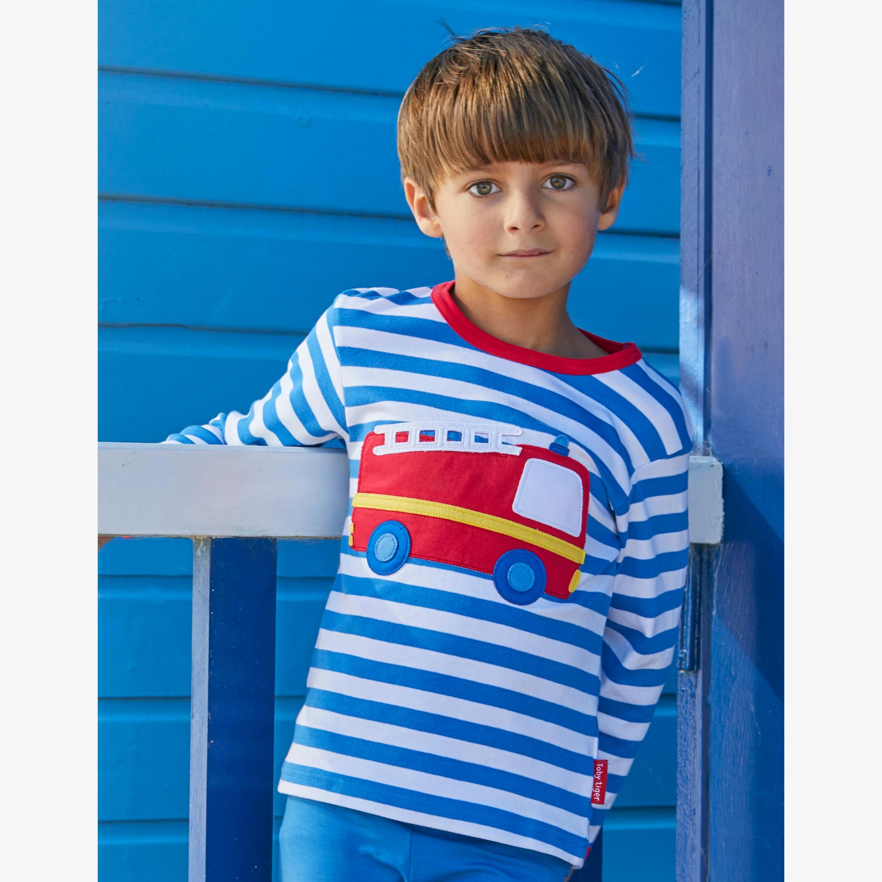 Organic Fire Engine Applique Long-Sleeved T-Shirt , view 2 of 2