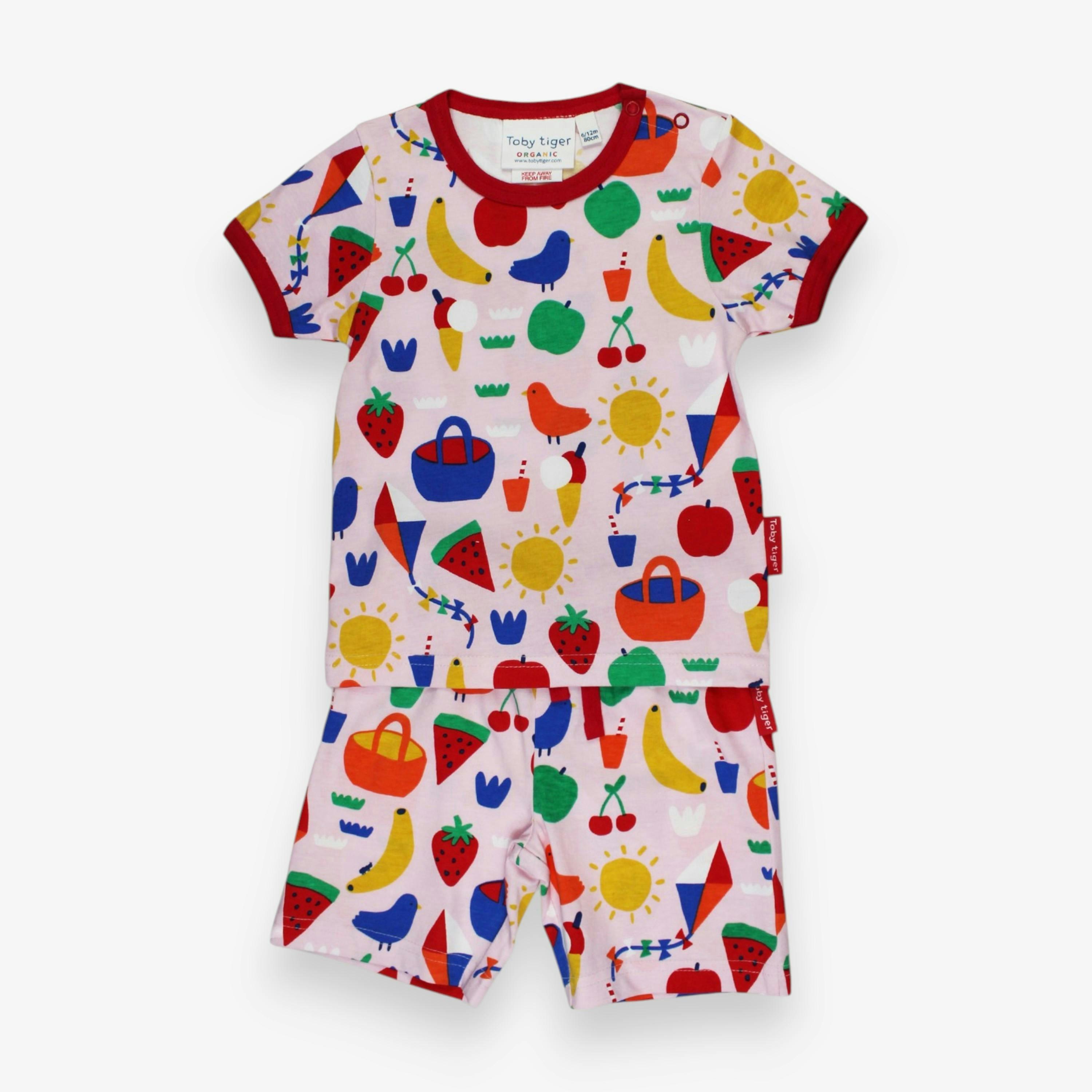 Organic Picnic Print Short Pyjamas , view 1 of 3