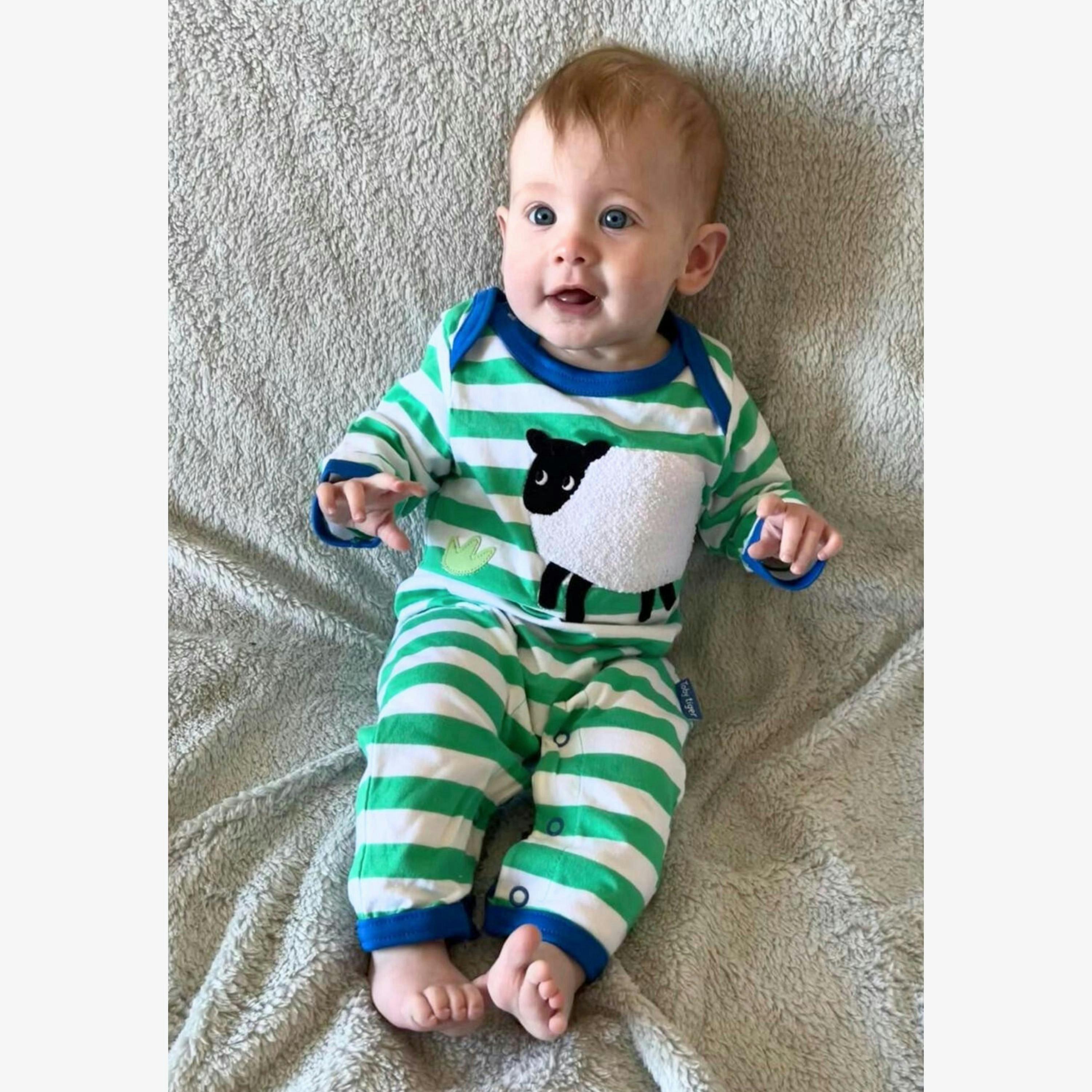 Organic Hillside Sheep Applique Sleepsuit , view 3 of 4