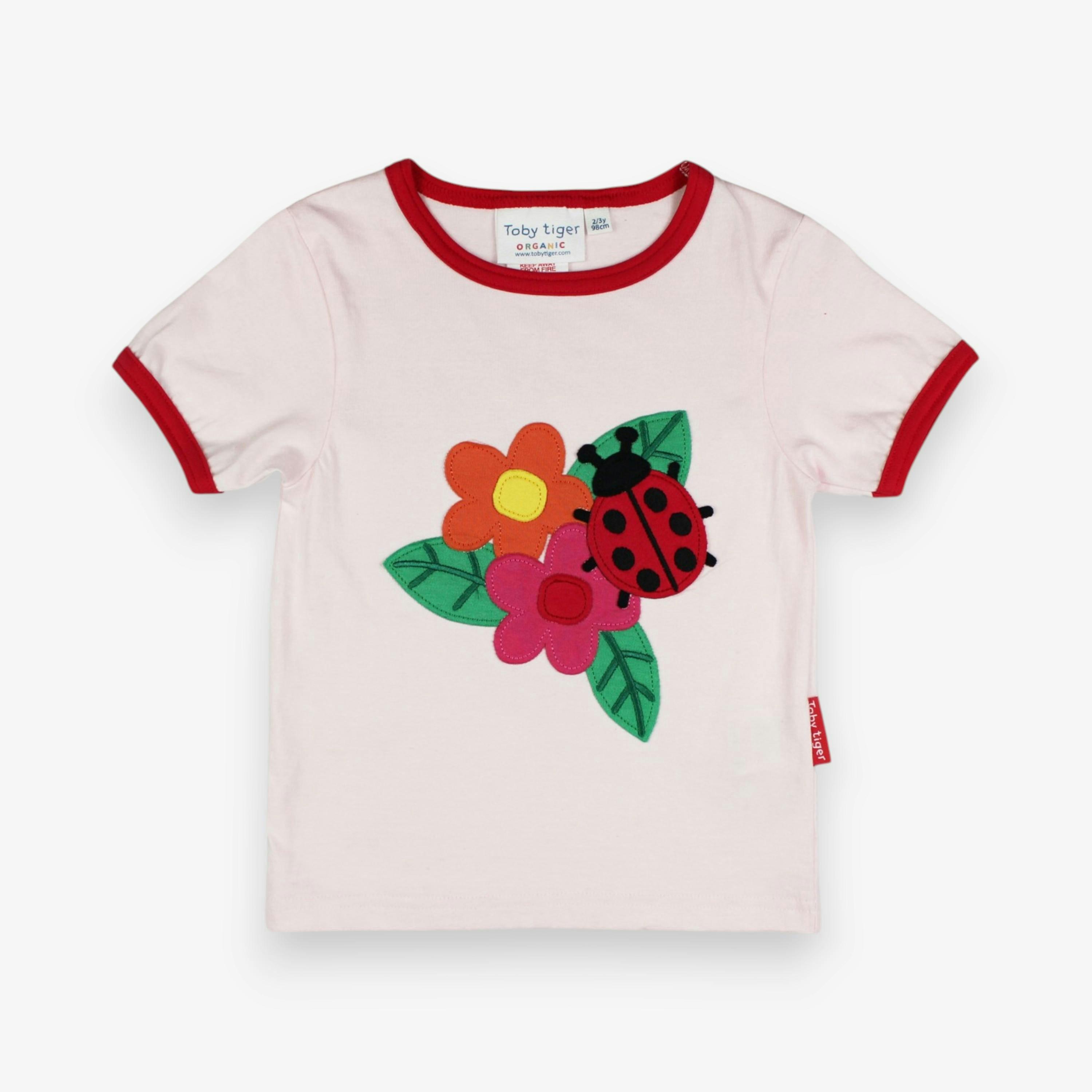 Organic Ladybird Applique Short-Sleeved T-Shirt , view 1 of 4