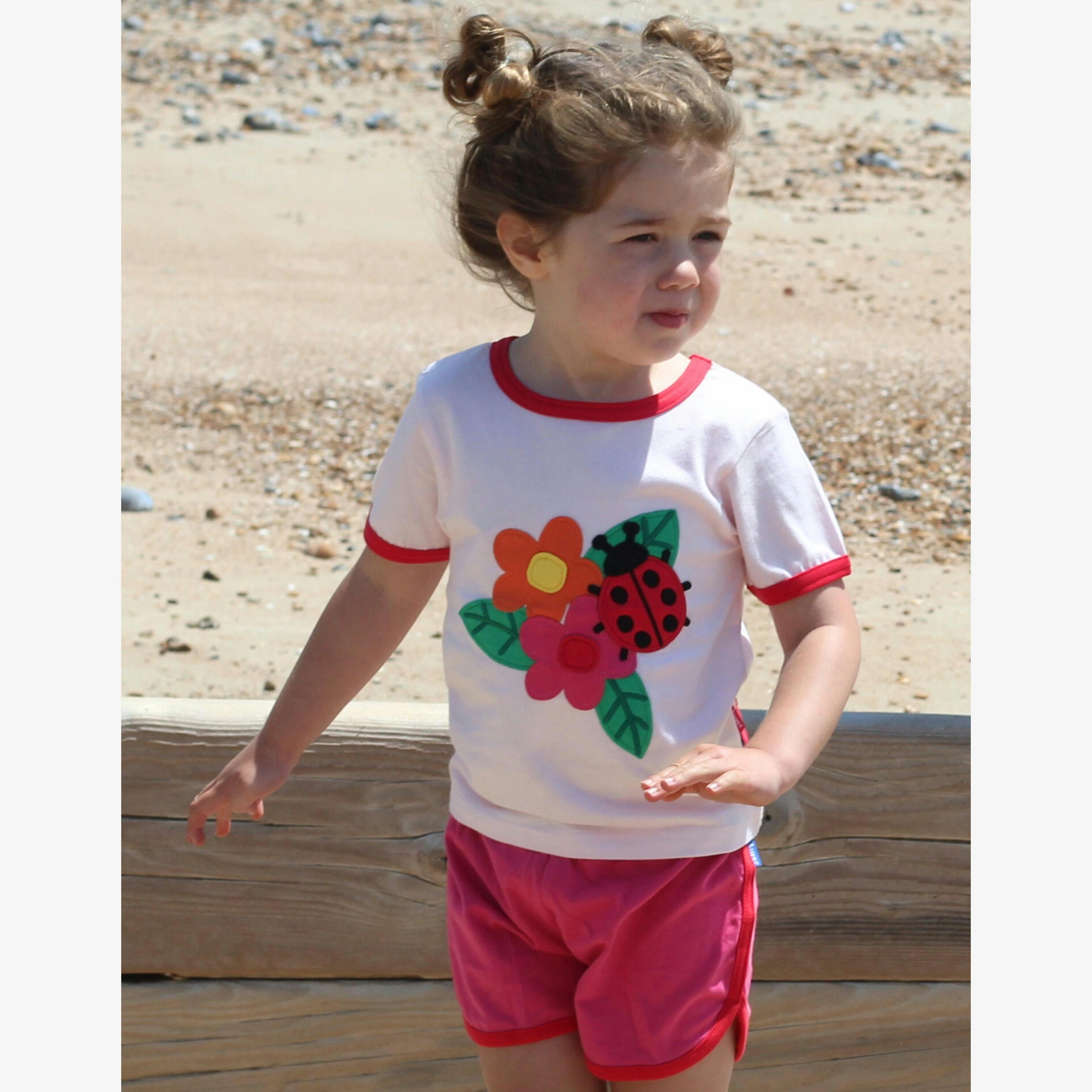 Organic Ladybird Applique Short-Sleeved T-Shirt , view 2 of 4
