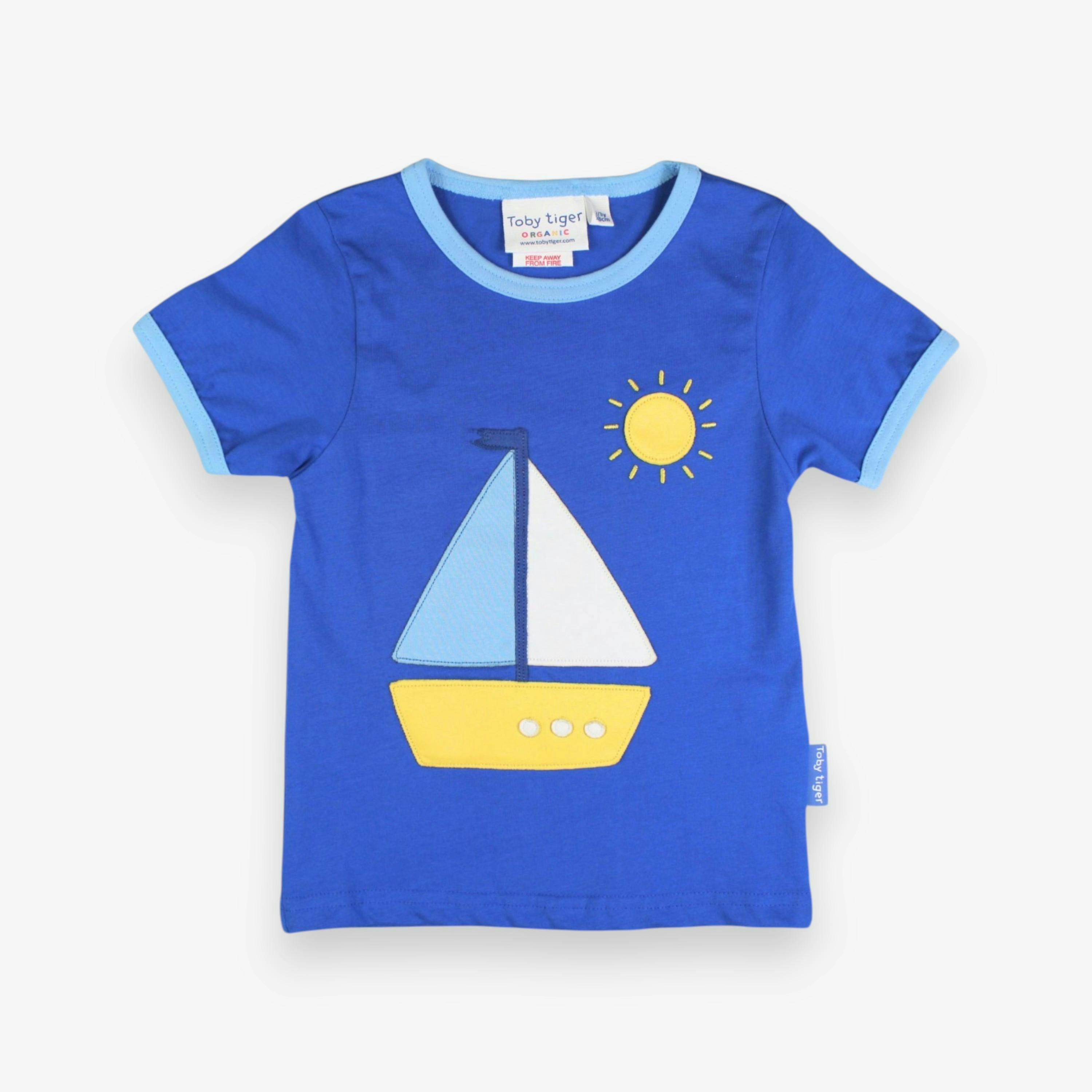 Organic St Ives Boat Applique Short-Sleeved T-Shirt , view 1 of 3