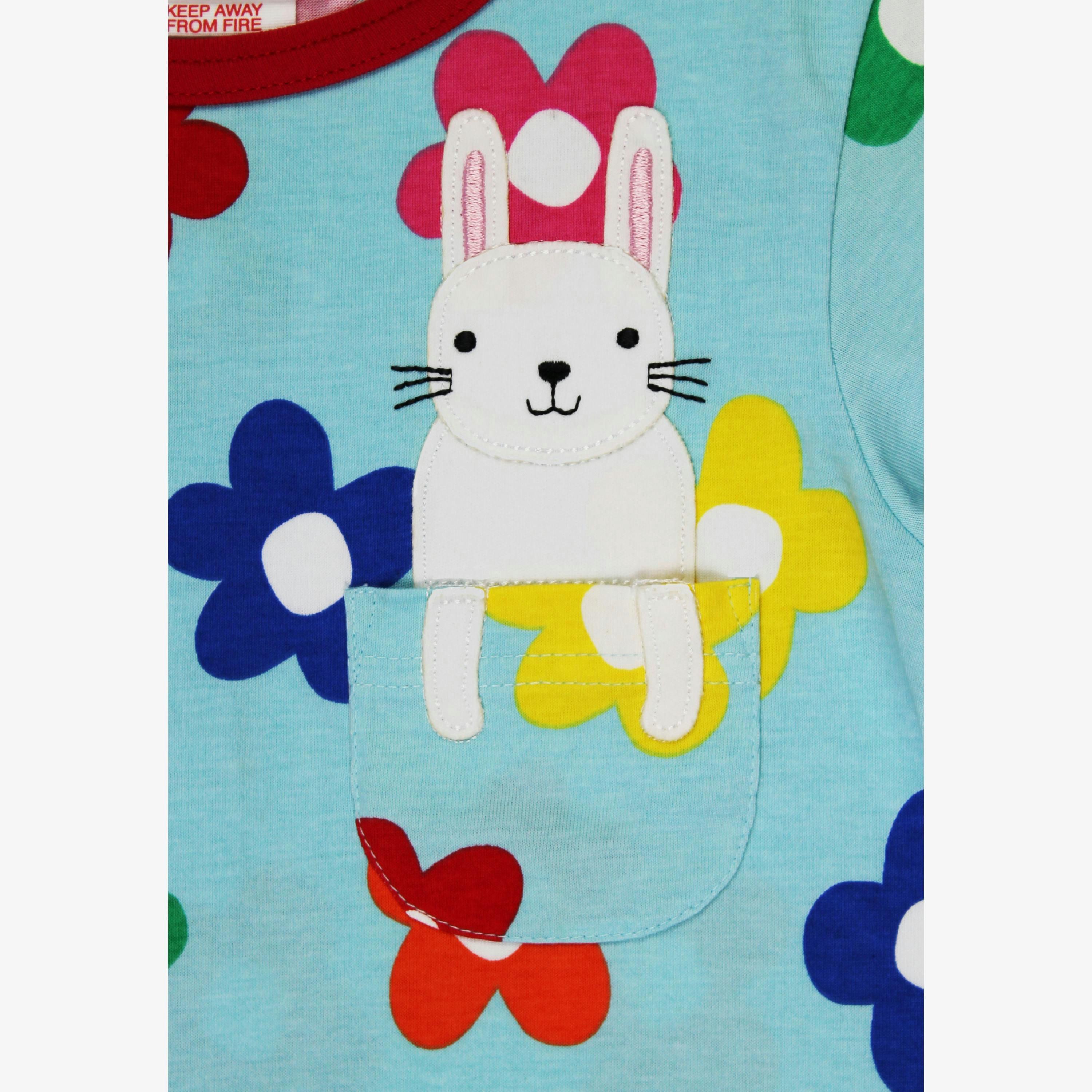 Organic Rainbow Bloom Bunny Pocket Applique Short-Sleeved T-Shirt , view 2 of 3