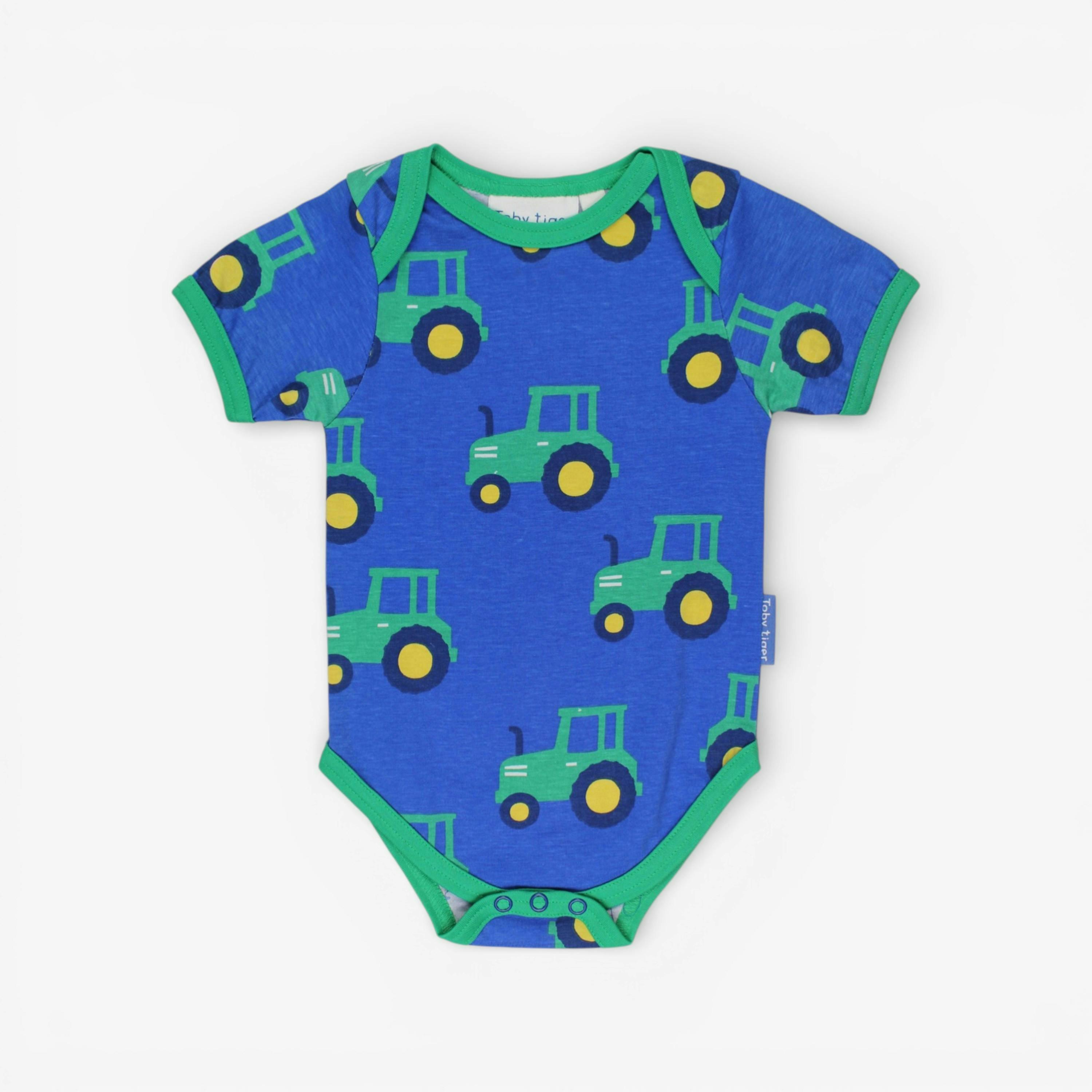 Organic Hillside Tractor Print Baby Body , view 1 of 3