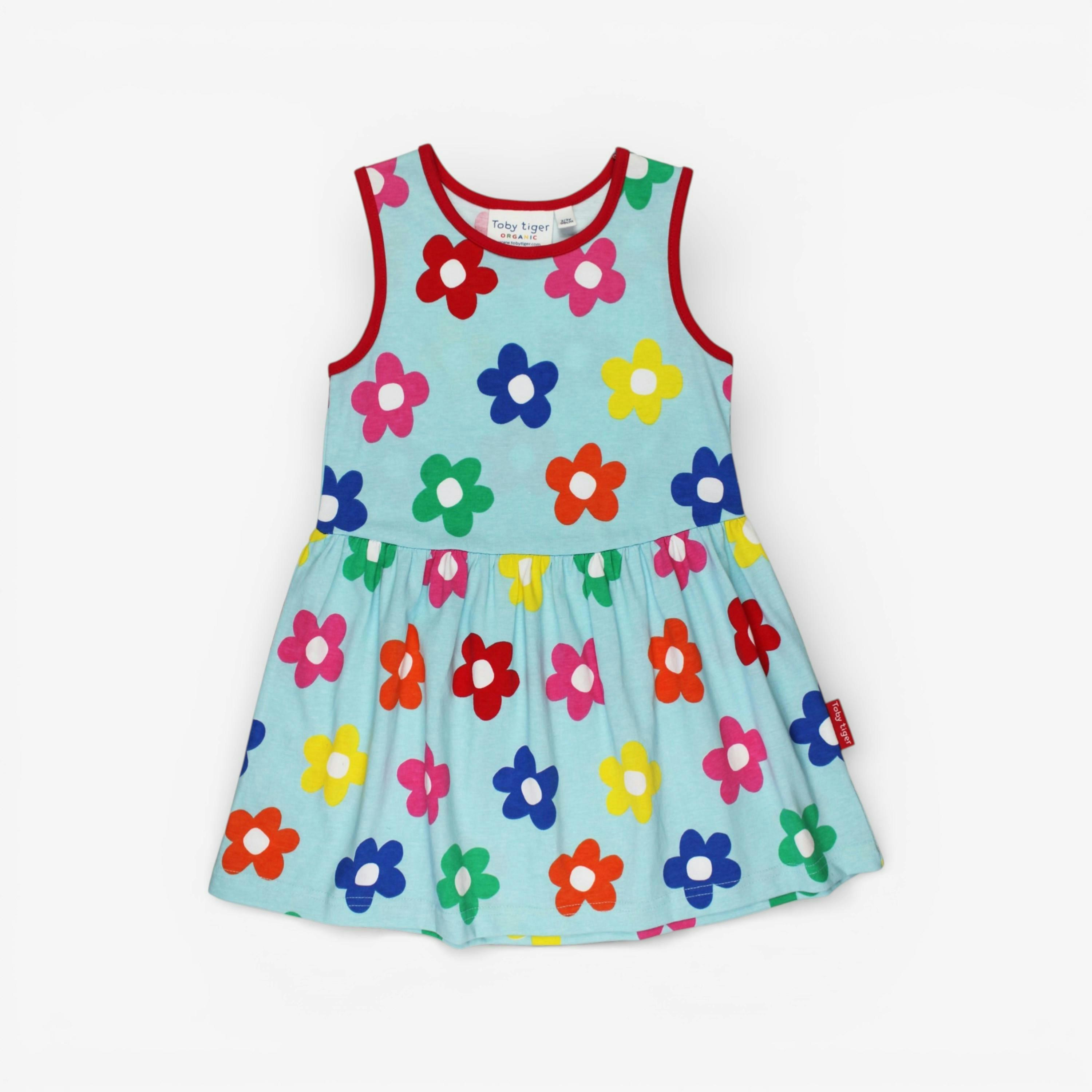 Organic Rainbow Bloom Print Summer Dress , view 1 of 4