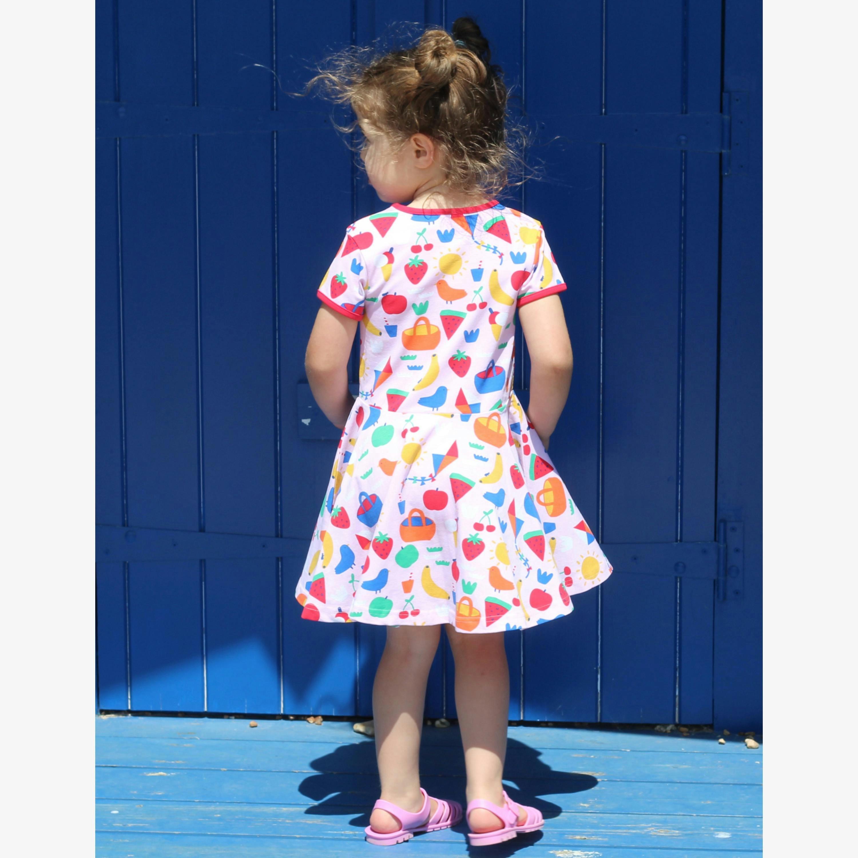 Organic Picnic Print Short Sleeved Skater Dress , view 2 of 4