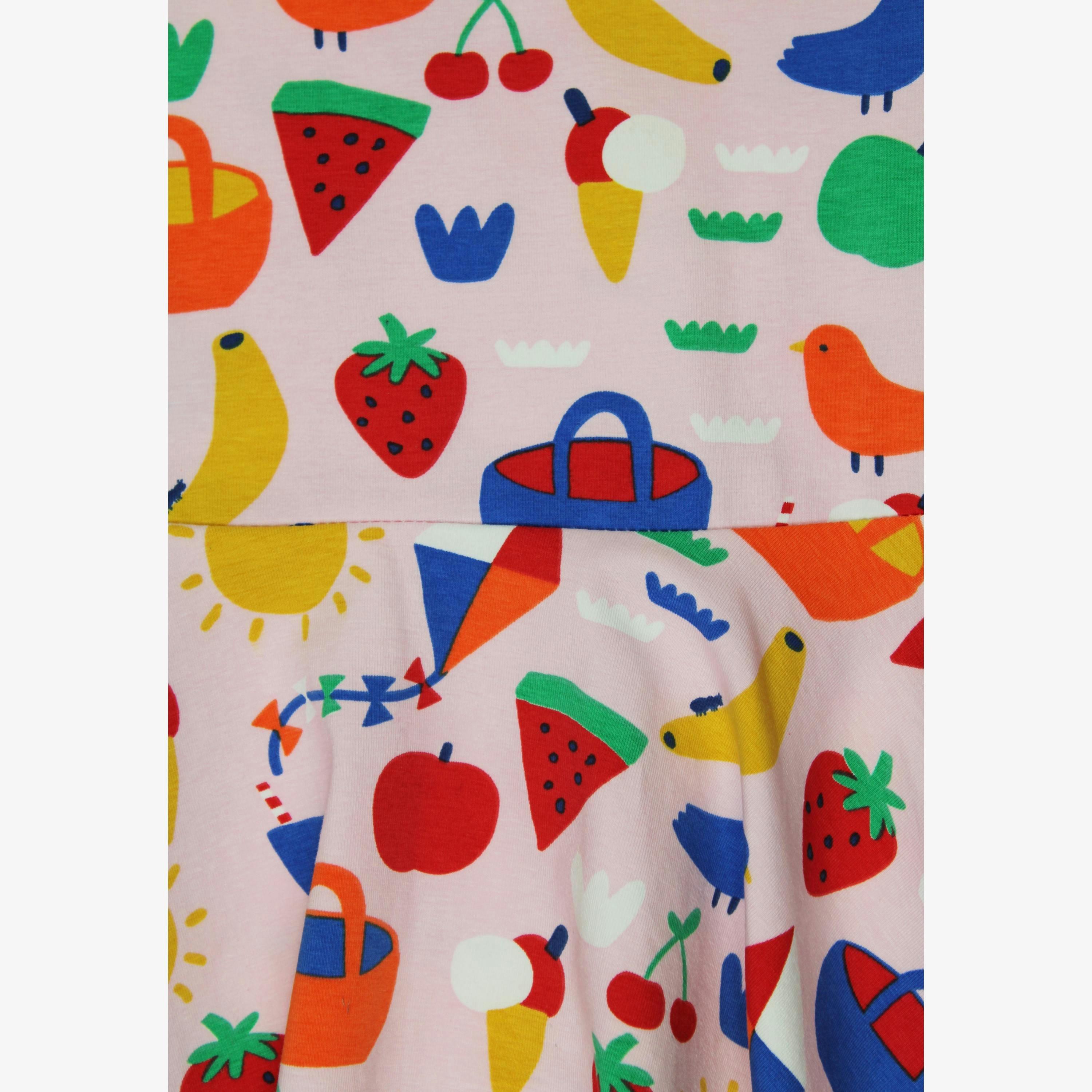 Organic Picnic Print Short Sleeved Skater Dress , view 3 of 4