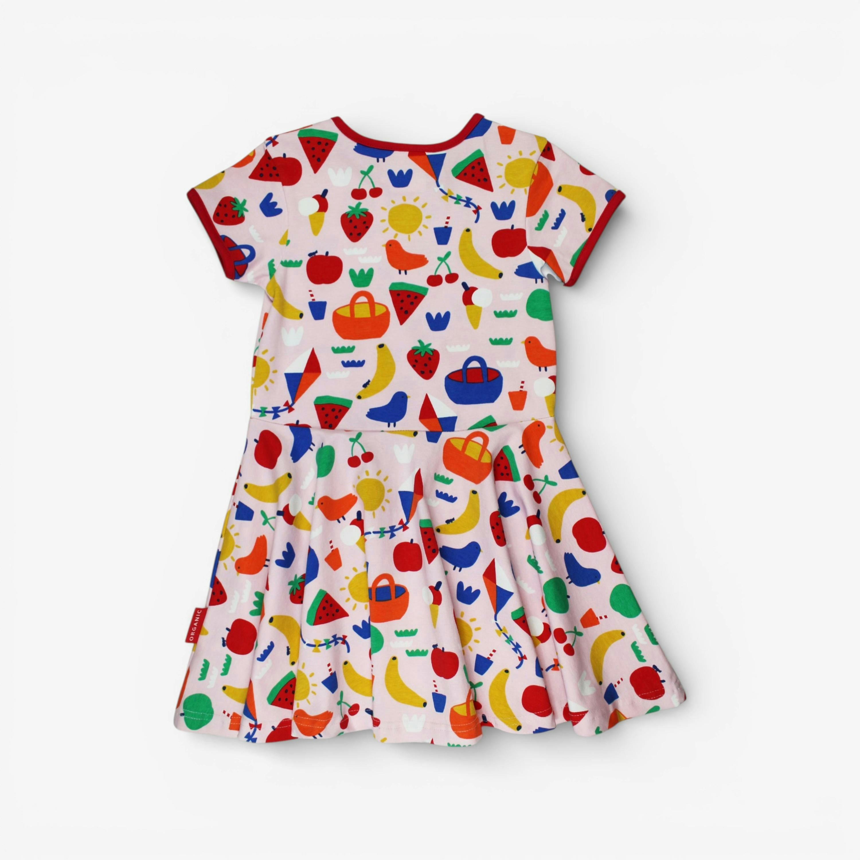 Organic Picnic Print Short Sleeved Skater Dress , view 4 of 4