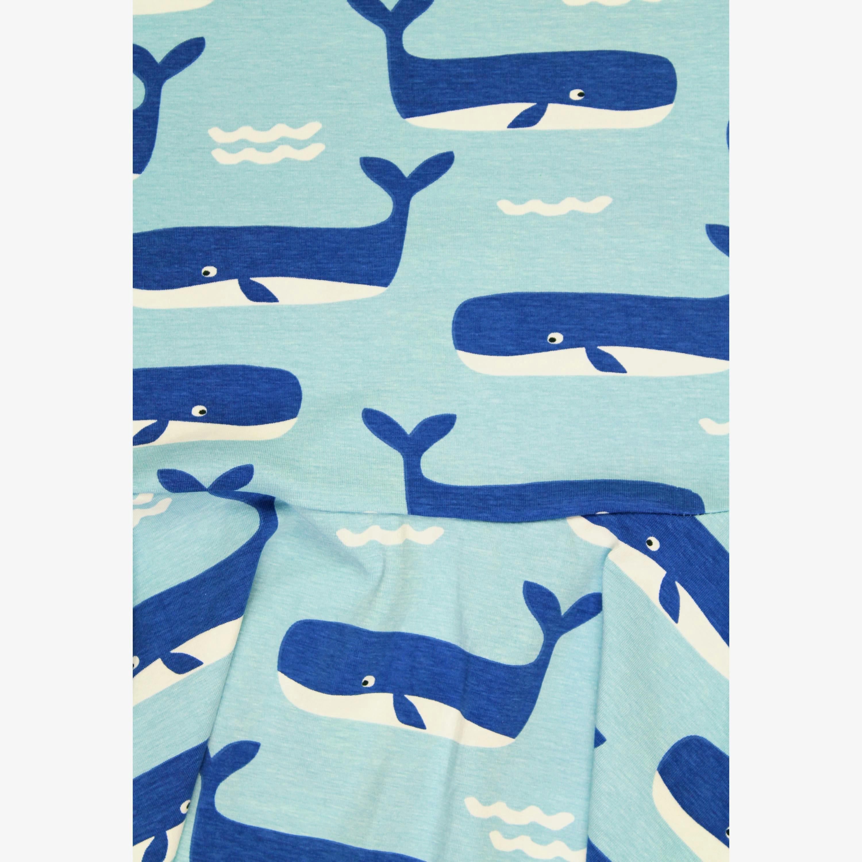 Organic Whale Waves Print Short Sleeved Skater Dress , view 2 of 3