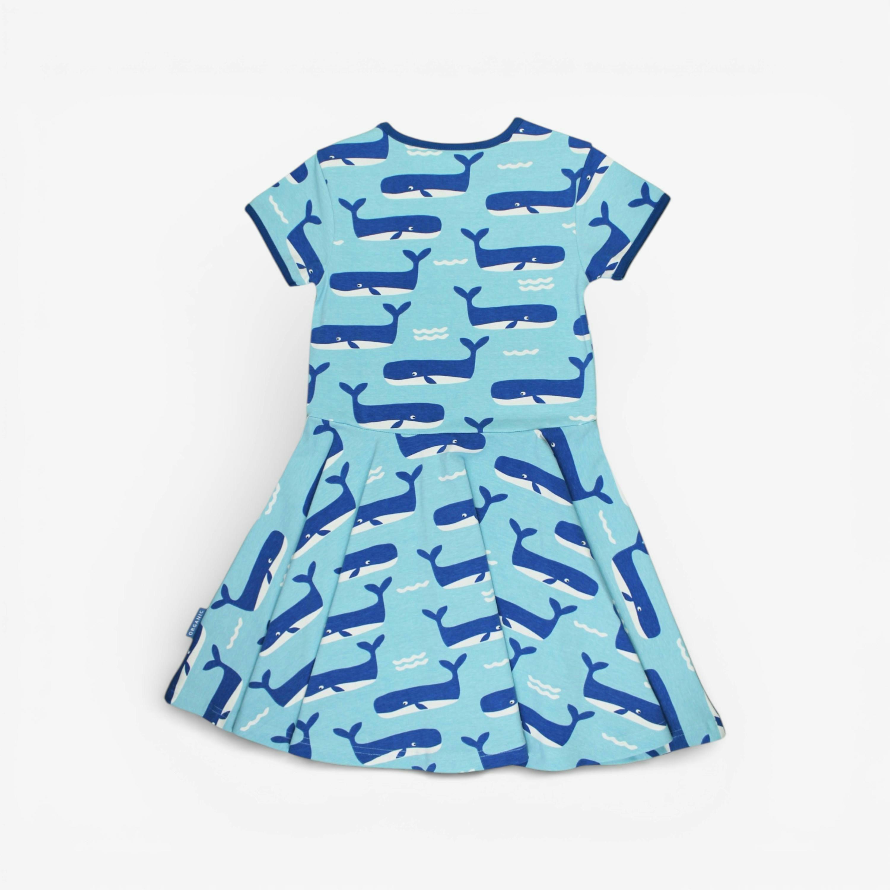 Organic Whale Waves Print Short Sleeved Skater Dress , view 3 of 3