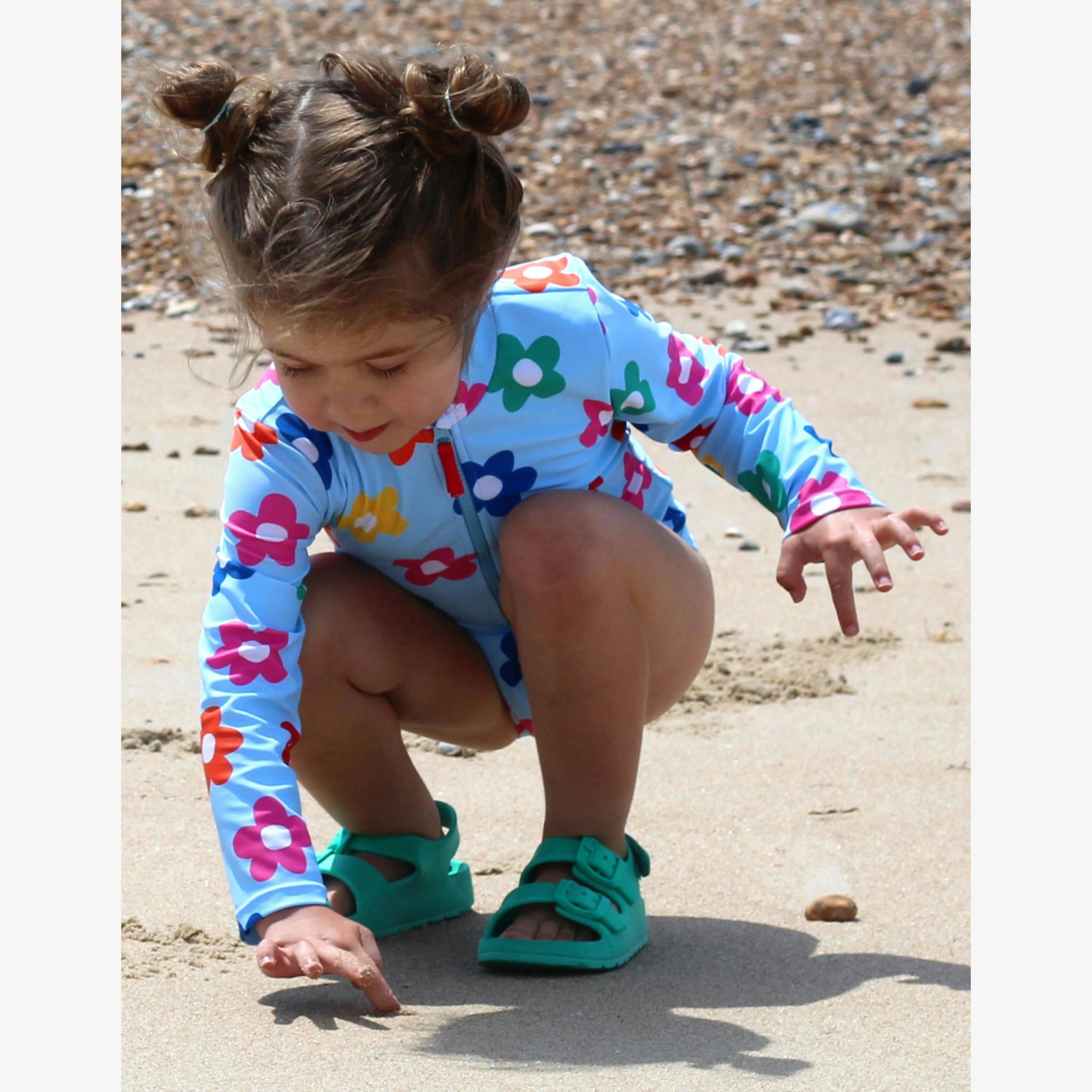 Rainbow Bloom Print Long-Sleeved Kids' Swimsuit , view 4 of 5