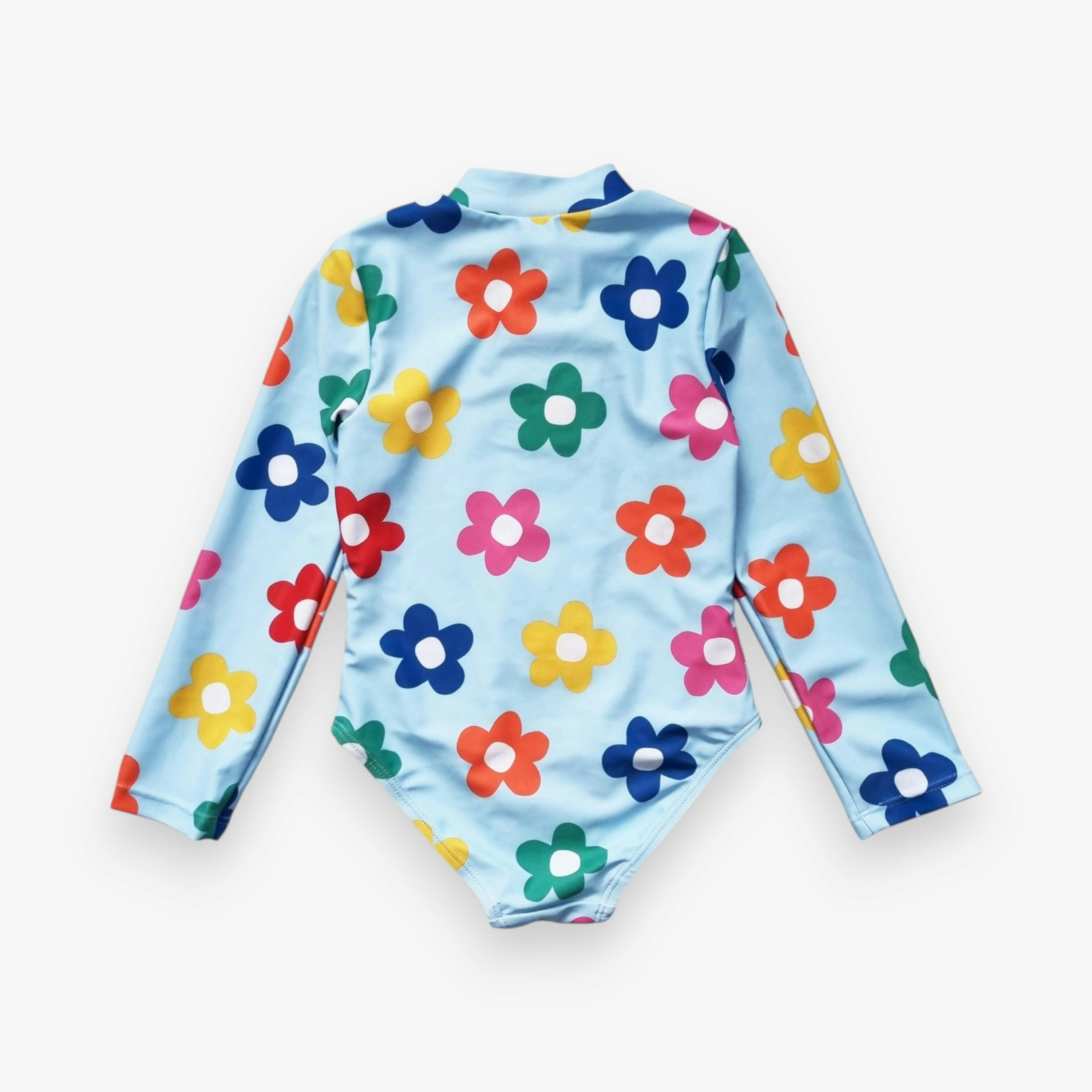Rainbow Bloom Print Long-Sleeved Kids' Swimsuit , view 5 of 5