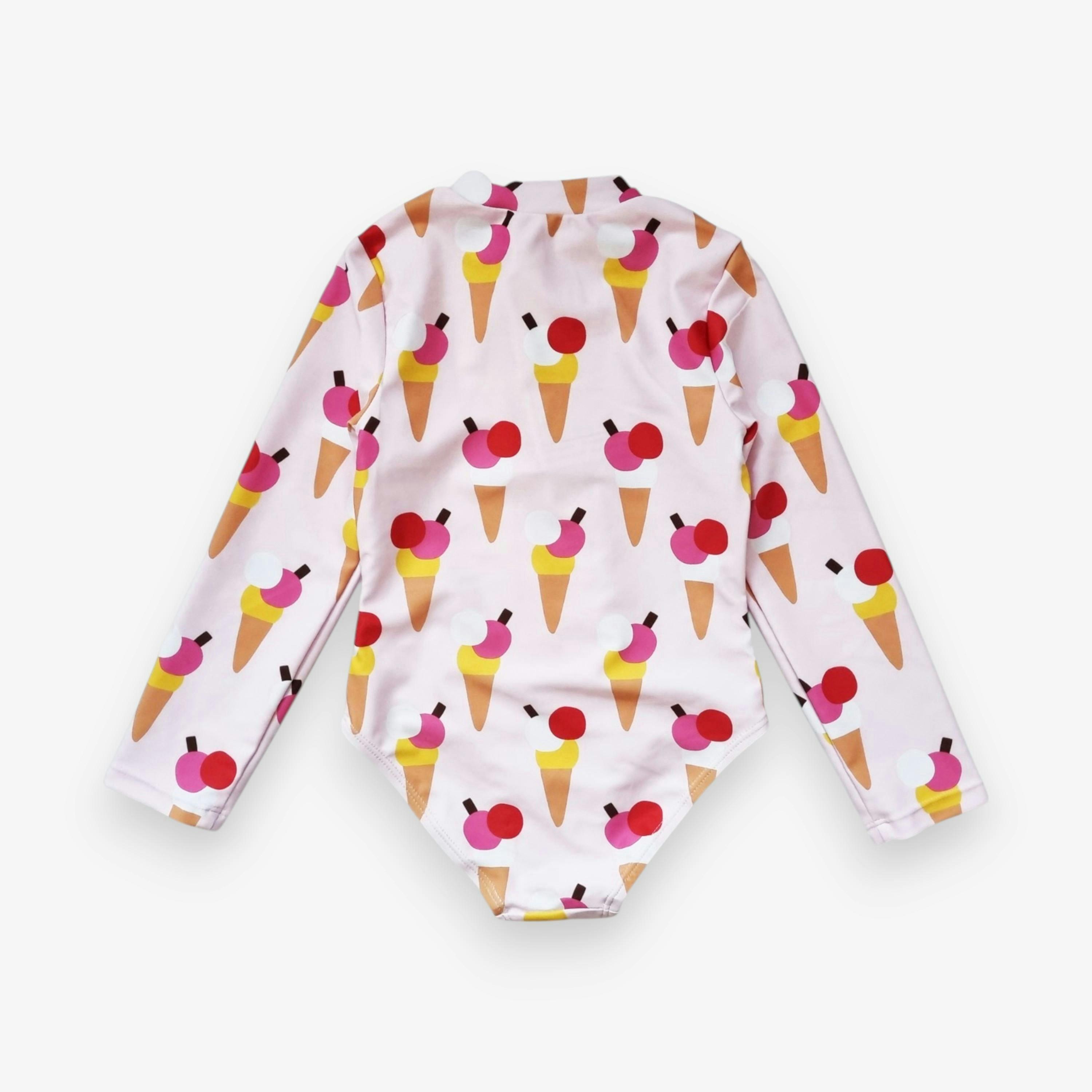 Ice Cream Cones Print Long-Sleeved Kids' Swimsuit , view 5 of 5