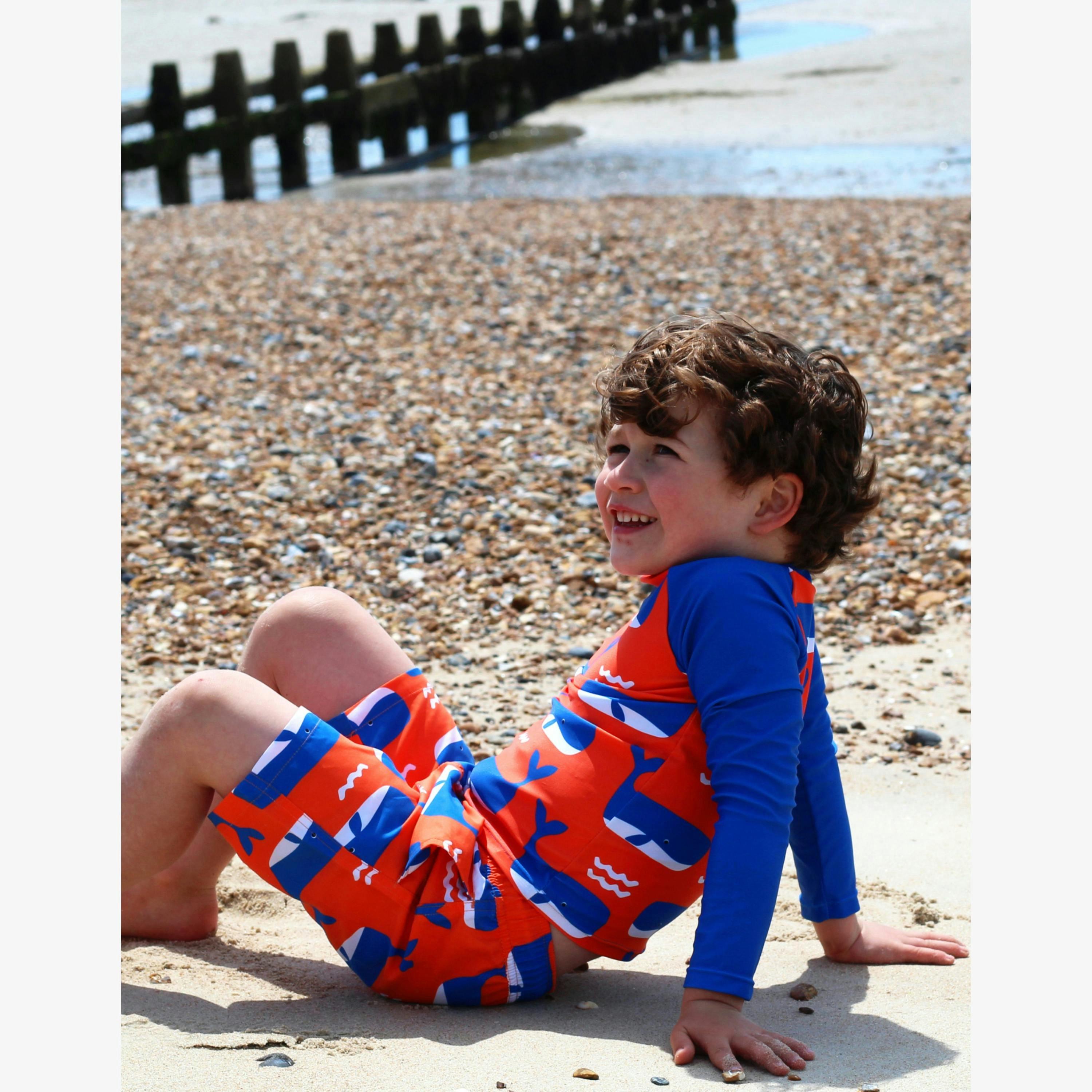 Whale Waves Print Kids' Rash Vest , view 2 of 4
