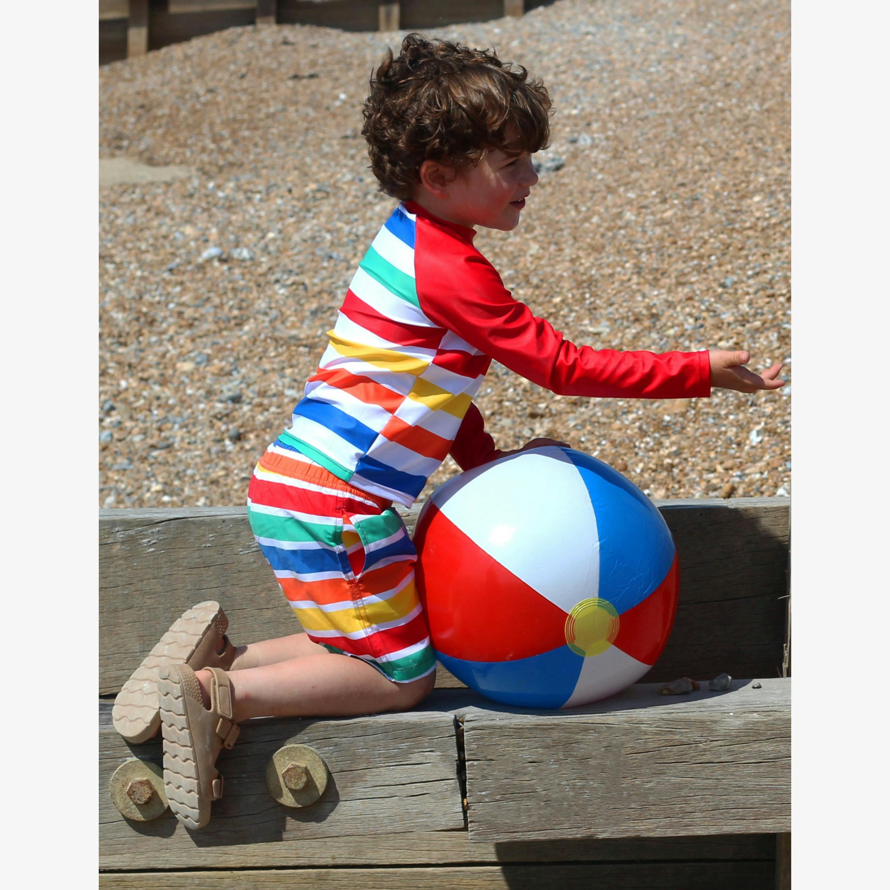 Happy Stripe Print Kids' Swim Shorts , view 2 of 4