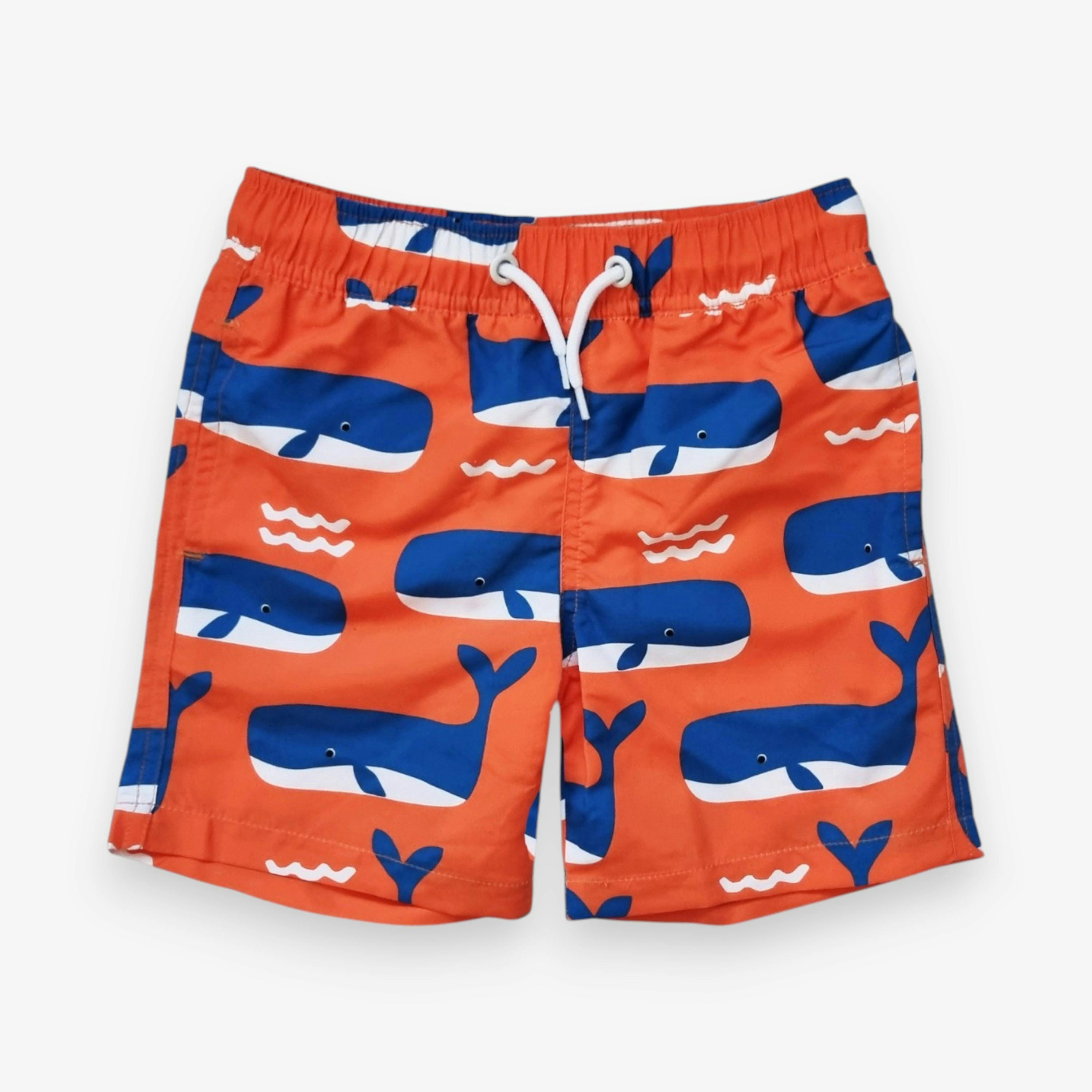 Whale Waves Print Kids' Swim Shorts , view 1 of 4