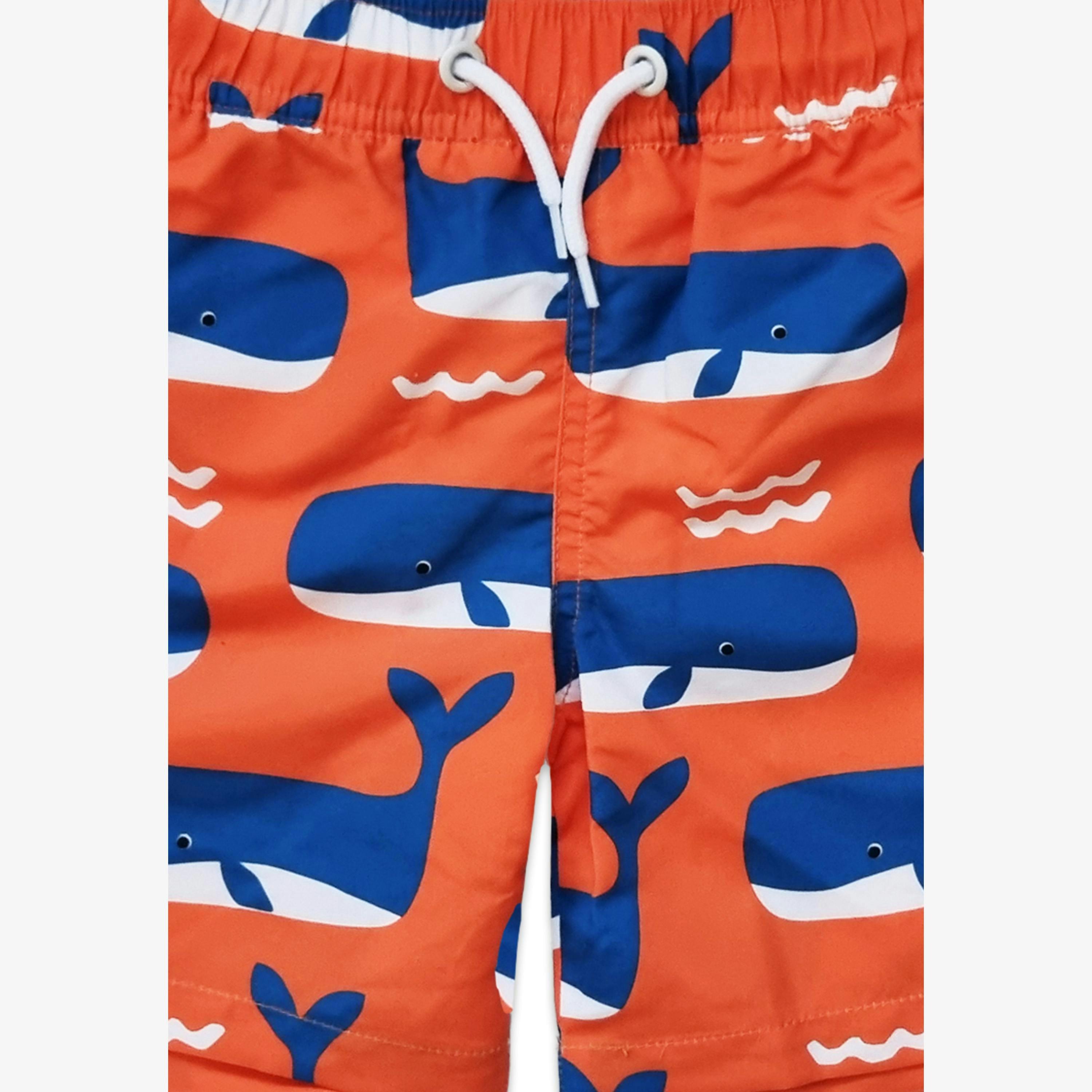 Whale Waves Print Kids' Swim Shorts , view 3 of 4