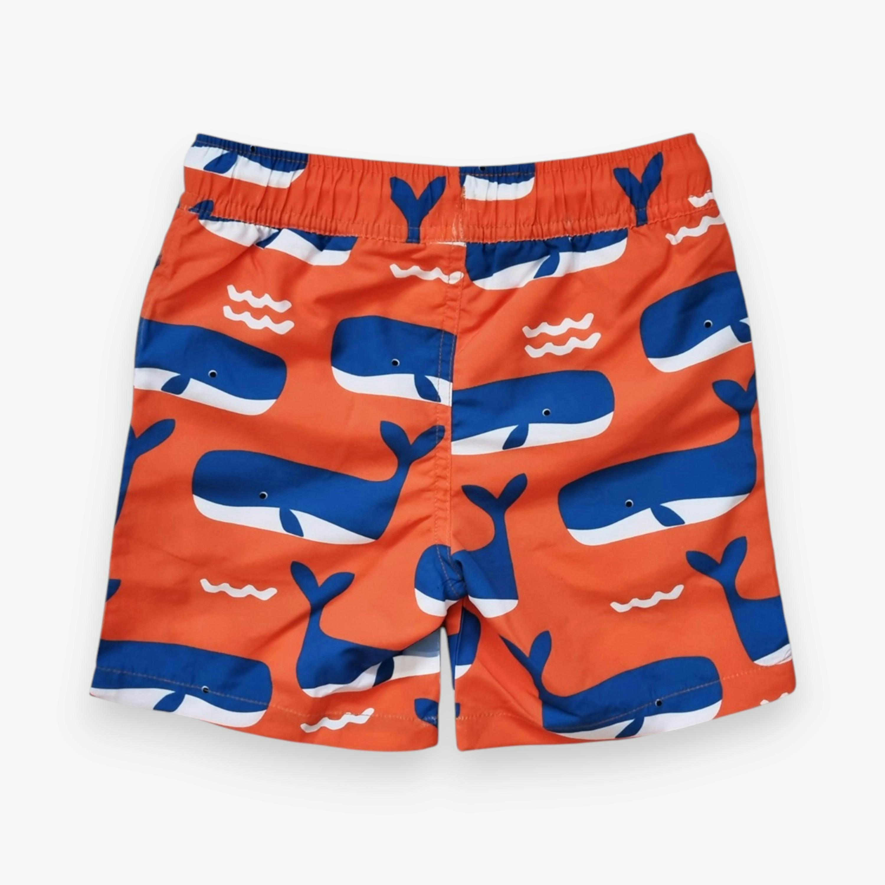 Whale Waves Print Kids' Swim Shorts , view 4 of 4