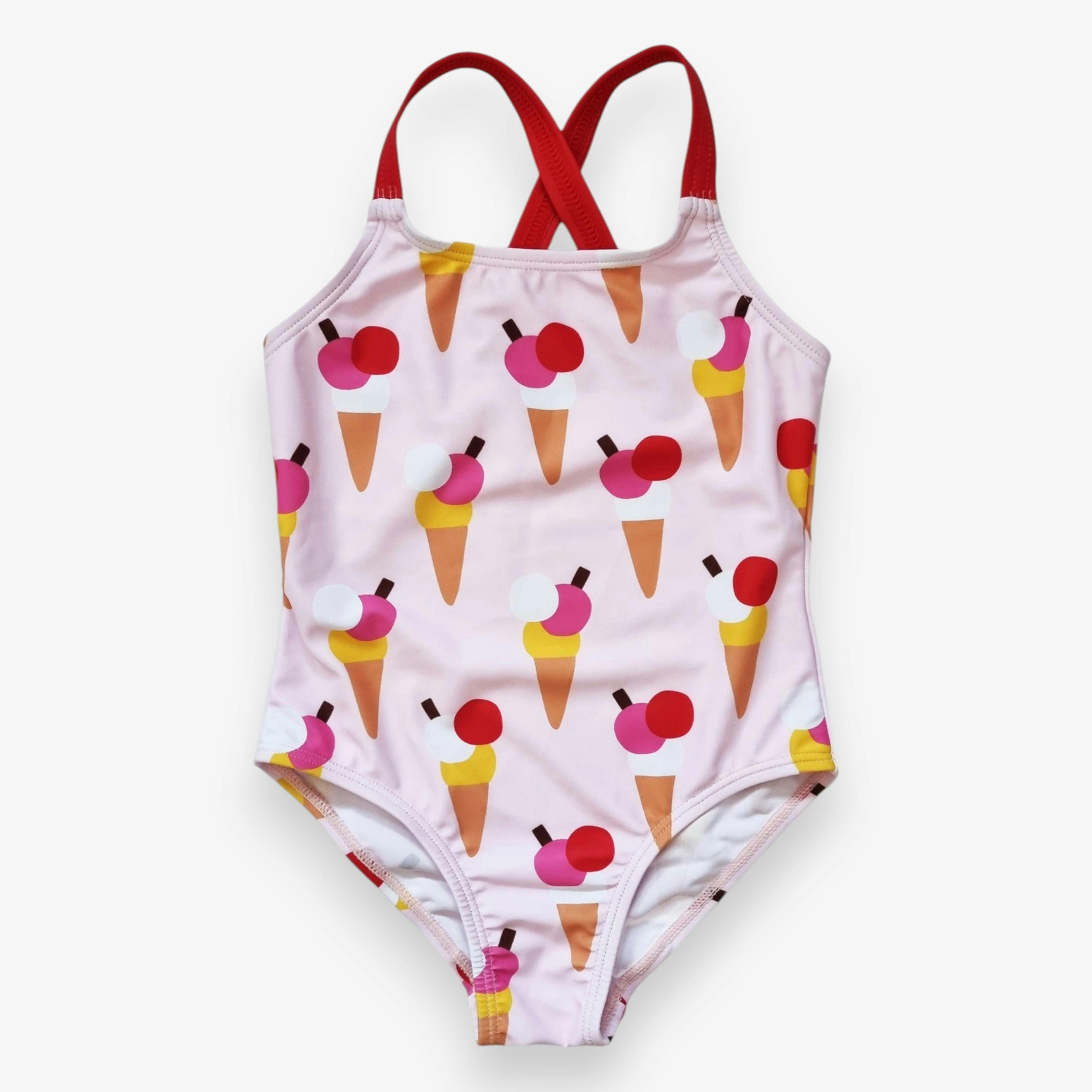 Ice Cream Cones Print Kids' Swimsuit , view 1 of 4