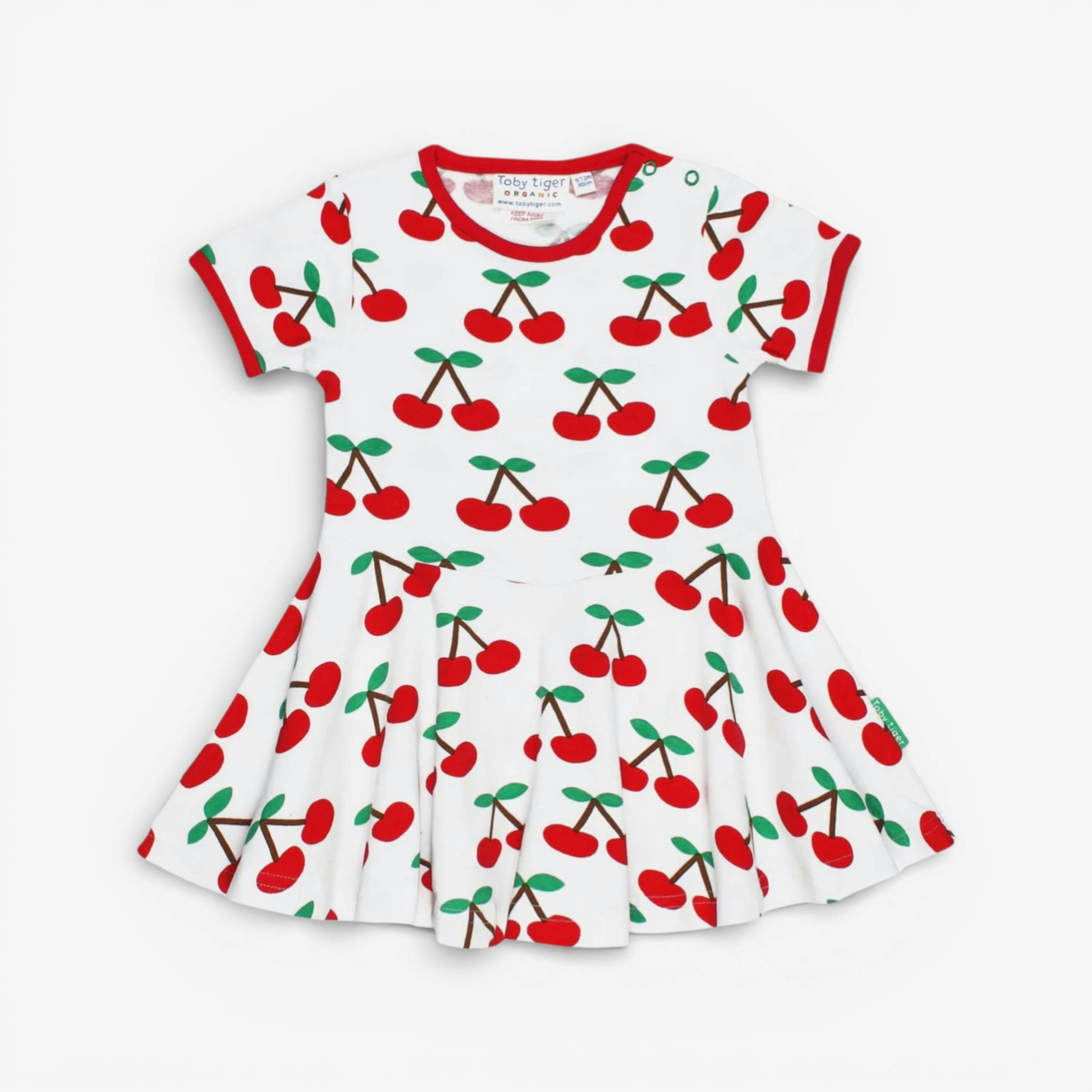 Organic Cherry Print Skater Dress , view 1 of 2