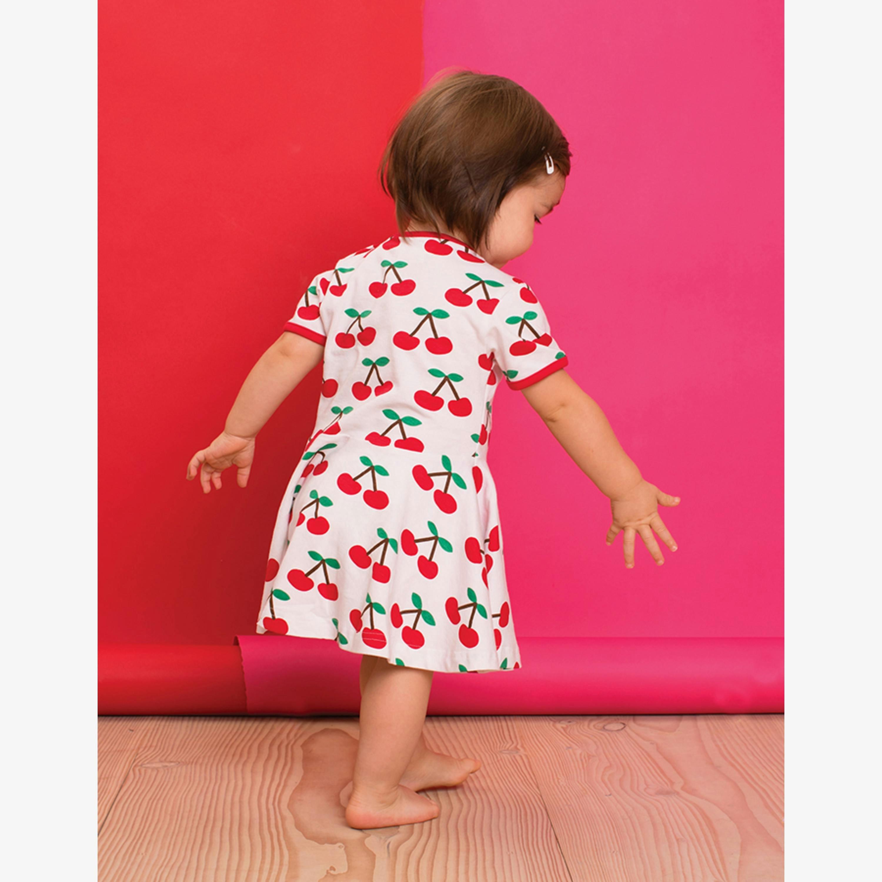 Organic Cherry Print Skater Dress , view 2 of 2