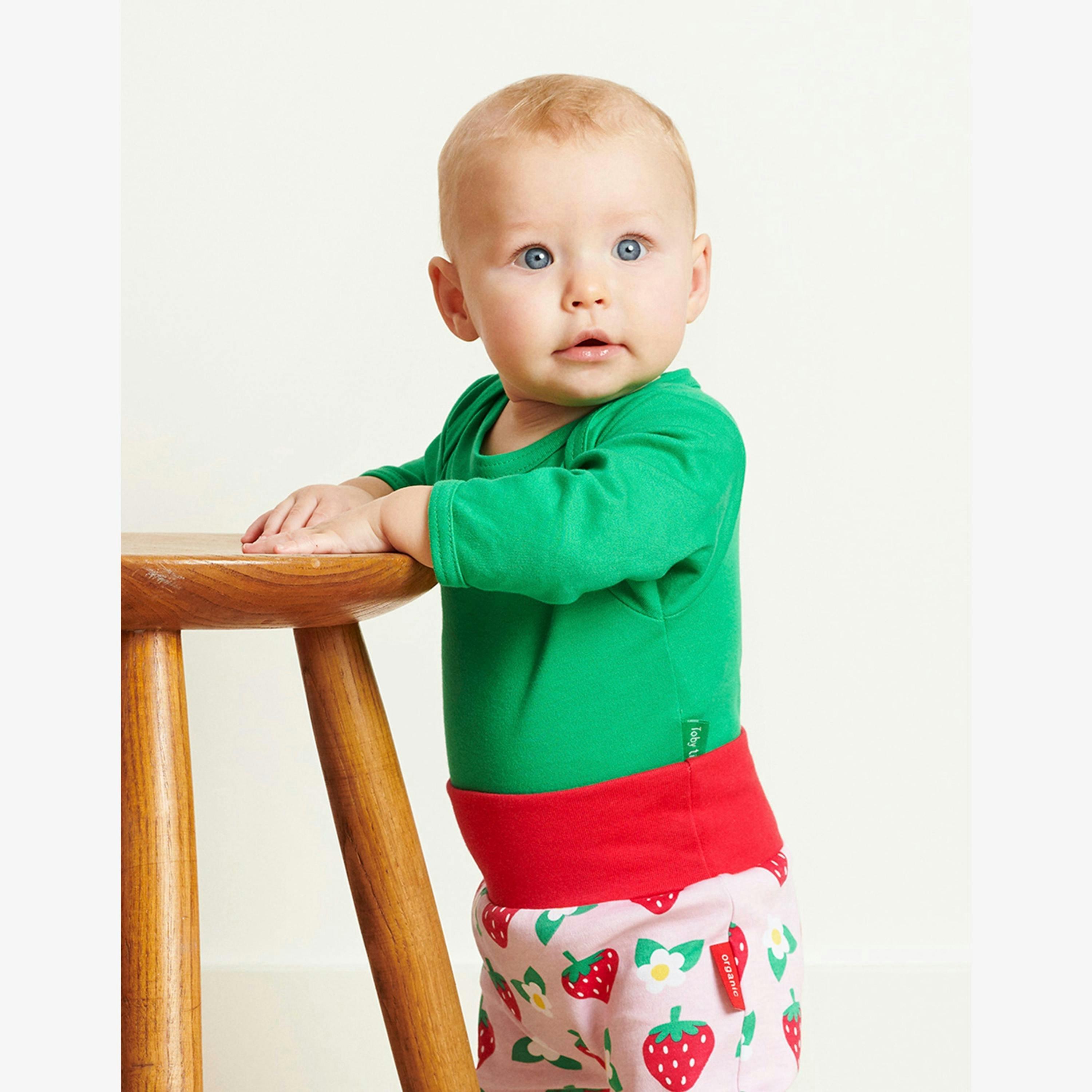 Organic Green Basic Long-Sleeved Baby Bodysuit , view 2 of 2
