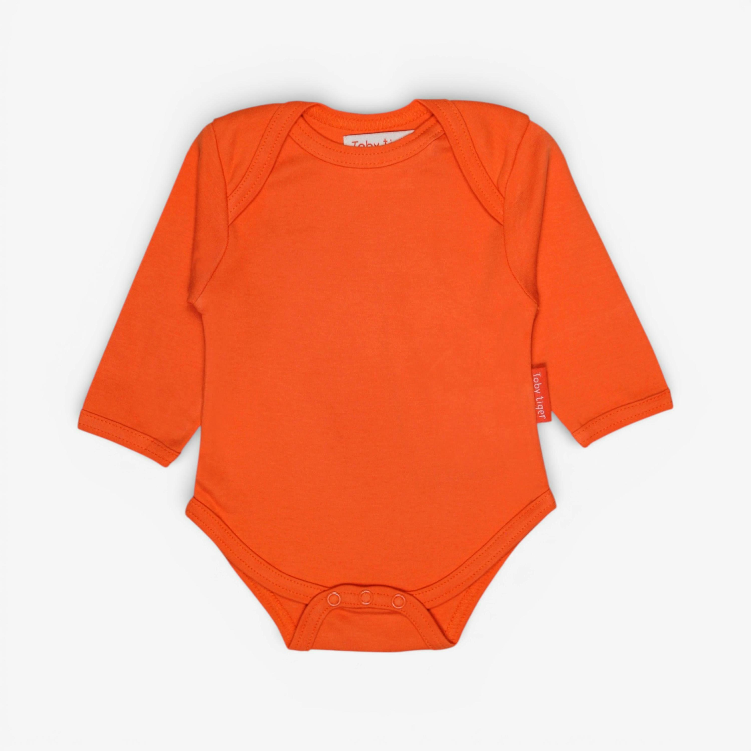 Organic Orange Basic Long-Sleeved Baby Bodysuit , view 1 of 1
