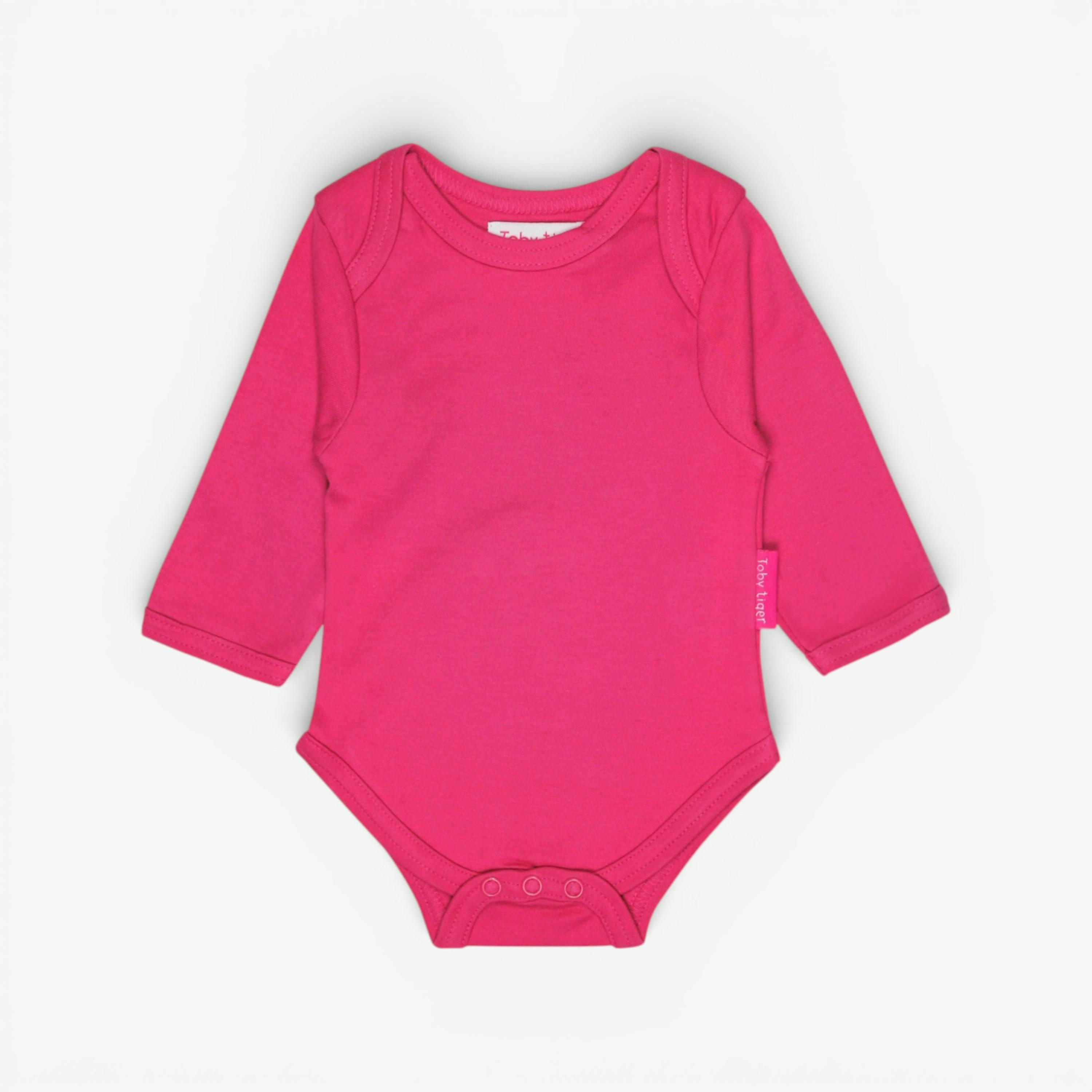 Organic Pink Basic Long-Sleeved Baby Bodysuit , view 1 of 1