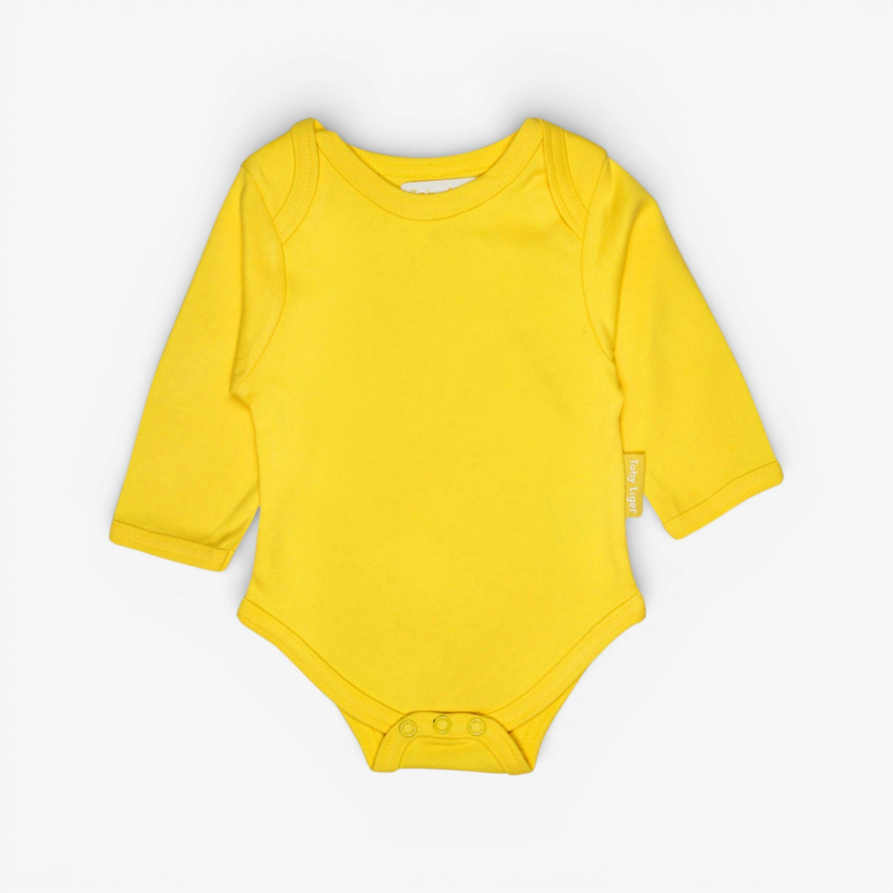 Organic Yellow Basic Long-Sleeved Baby Bodysuit , view 1 of 1