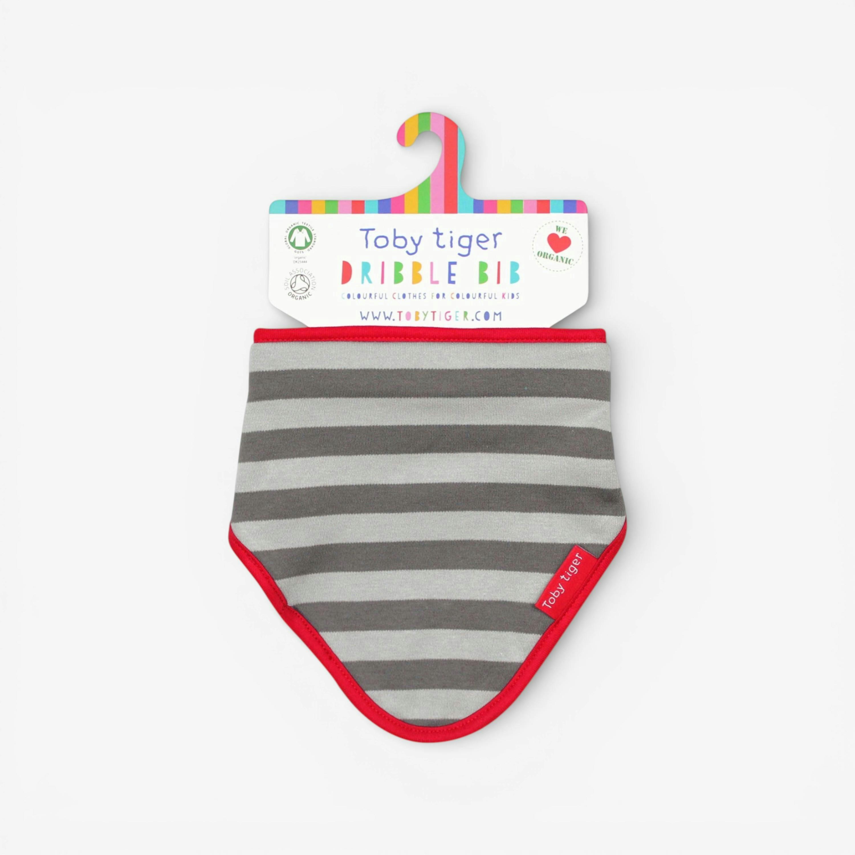 Organic Grey Stripe Dribble Bib , view 1 of 1