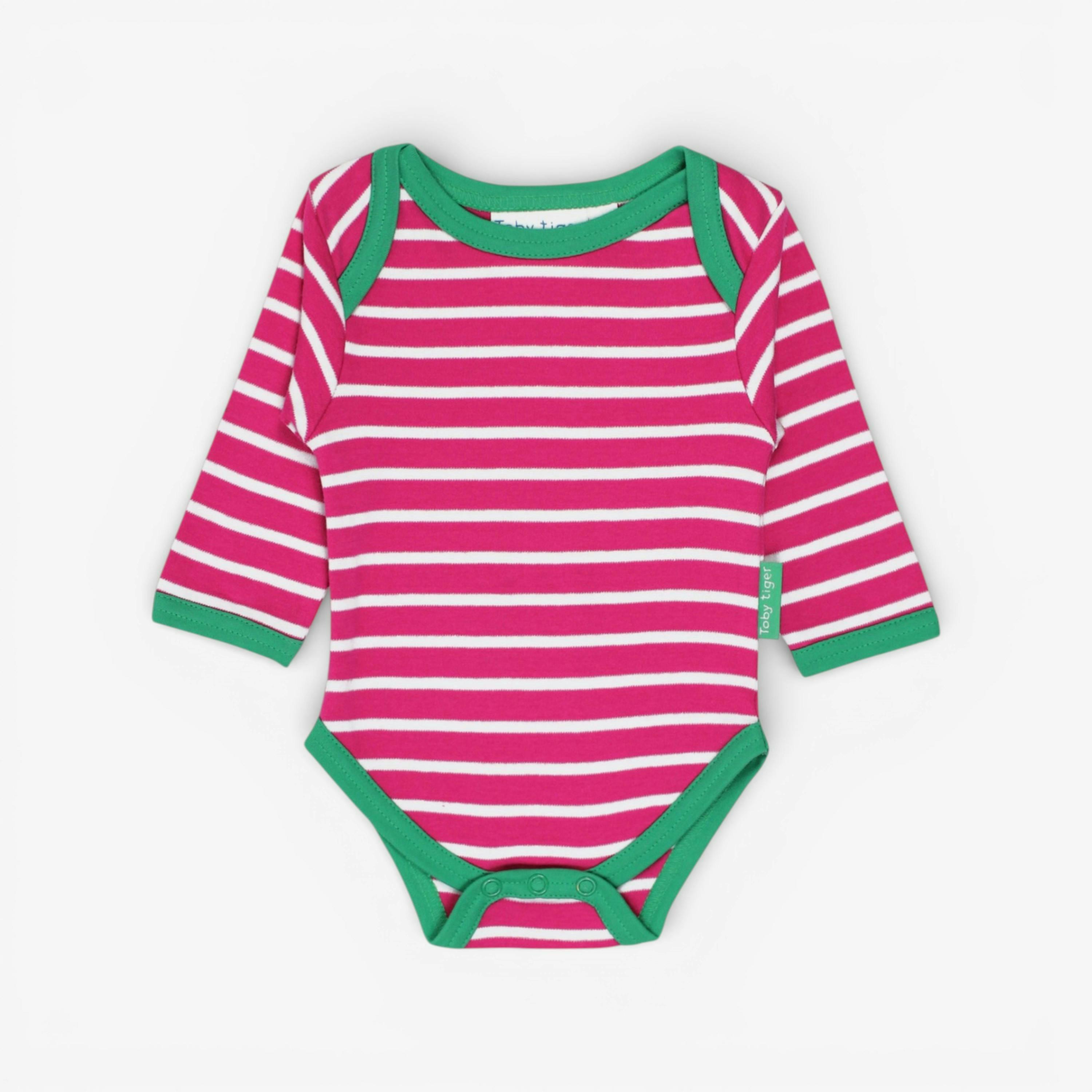 Organic Pink Breton Bodysuit , view 1 of 2