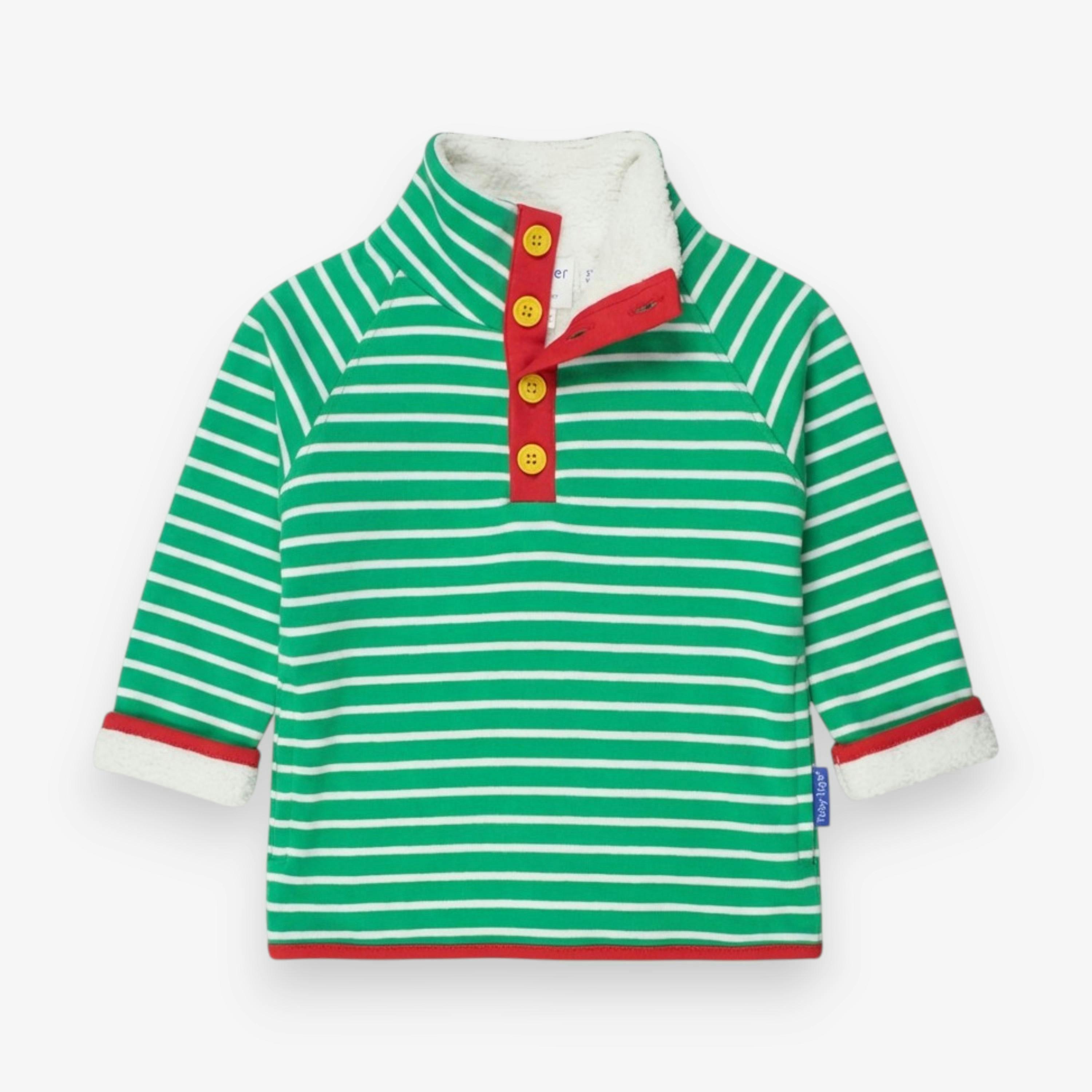 Organic Green Breton Cosy Fleece Sweatshirt , view 1 of 2