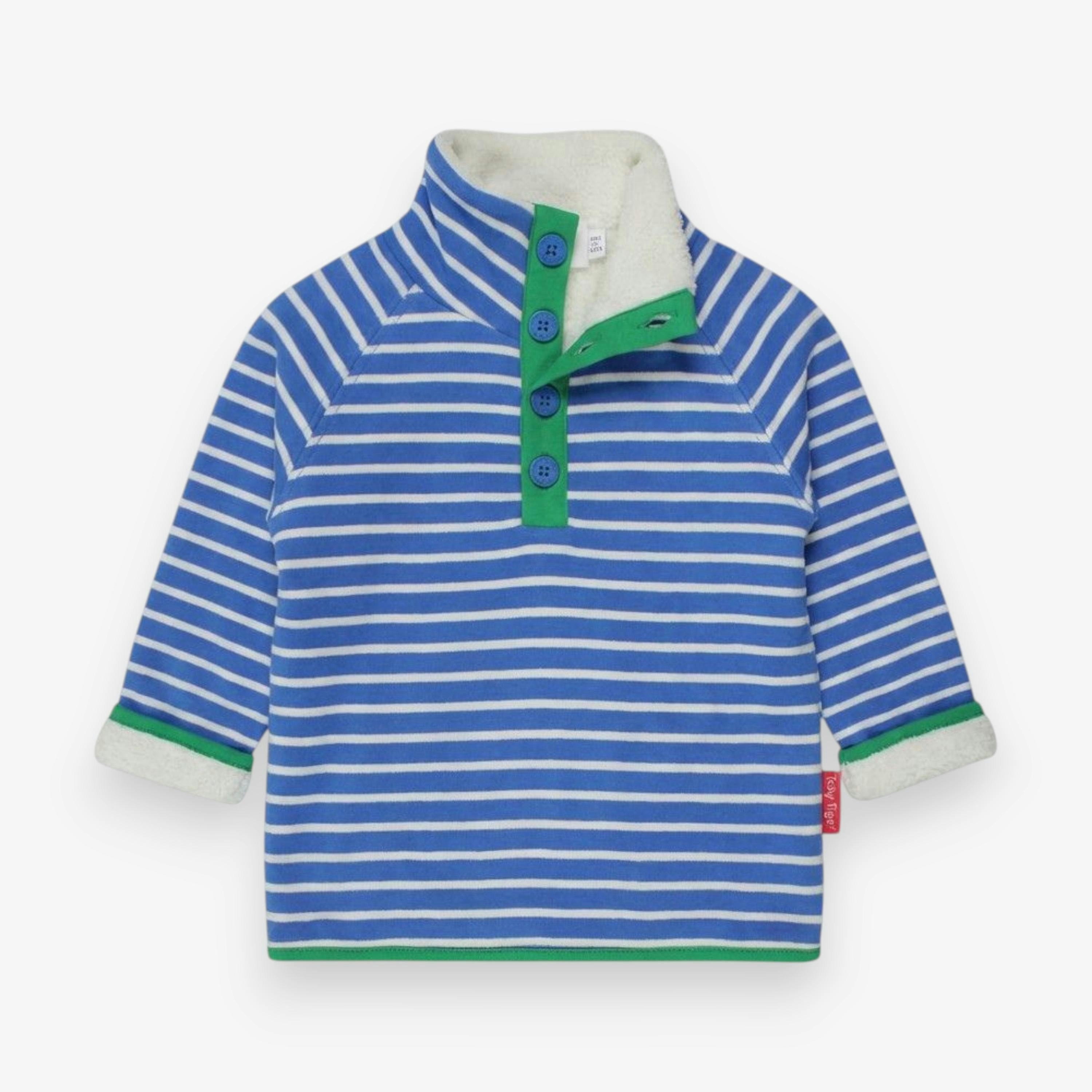 Organic Blue Breton Cosy Fleece Sweatshirt , view 1 of 2