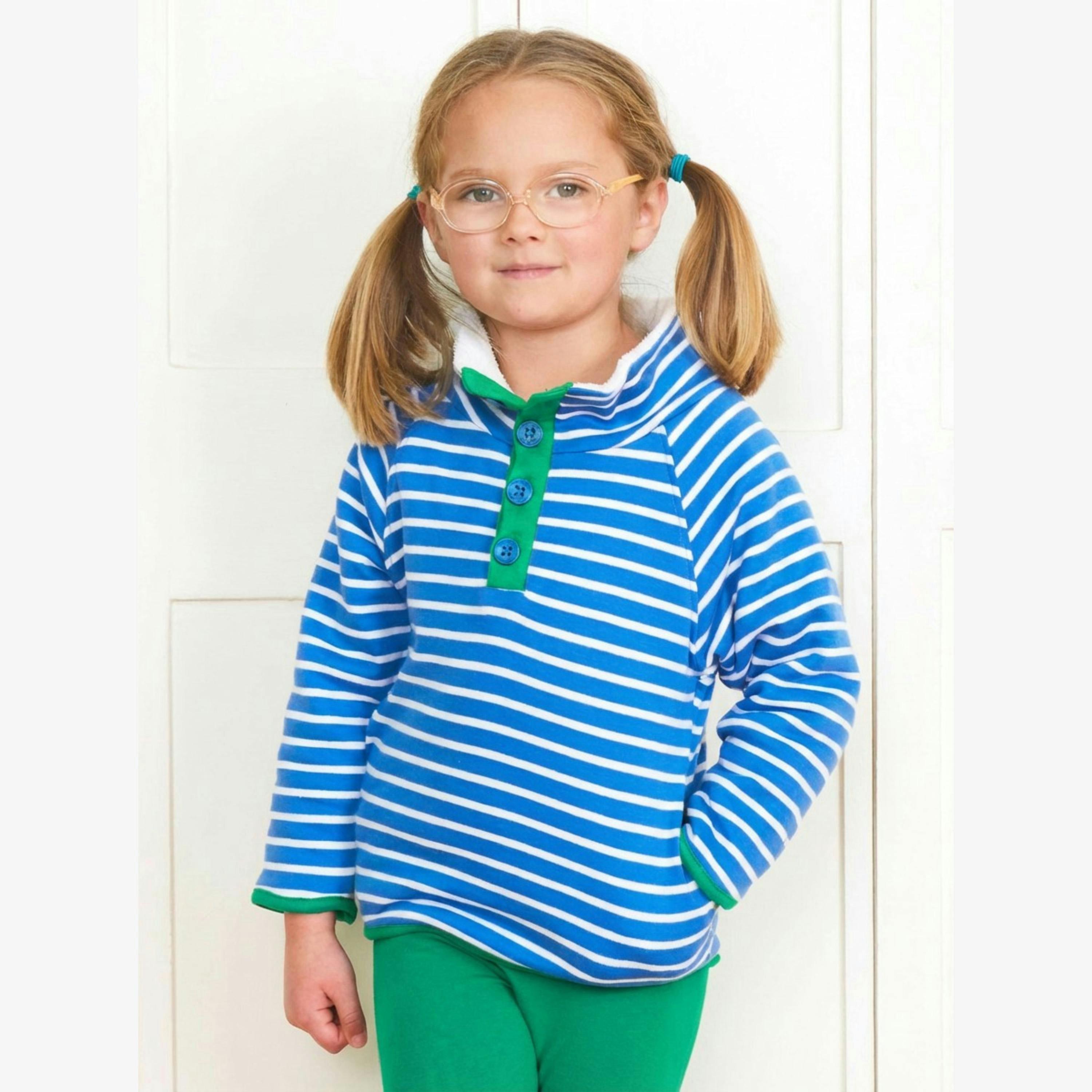 Organic Blue Breton Cosy Fleece Sweatshirt , view 2 of 2