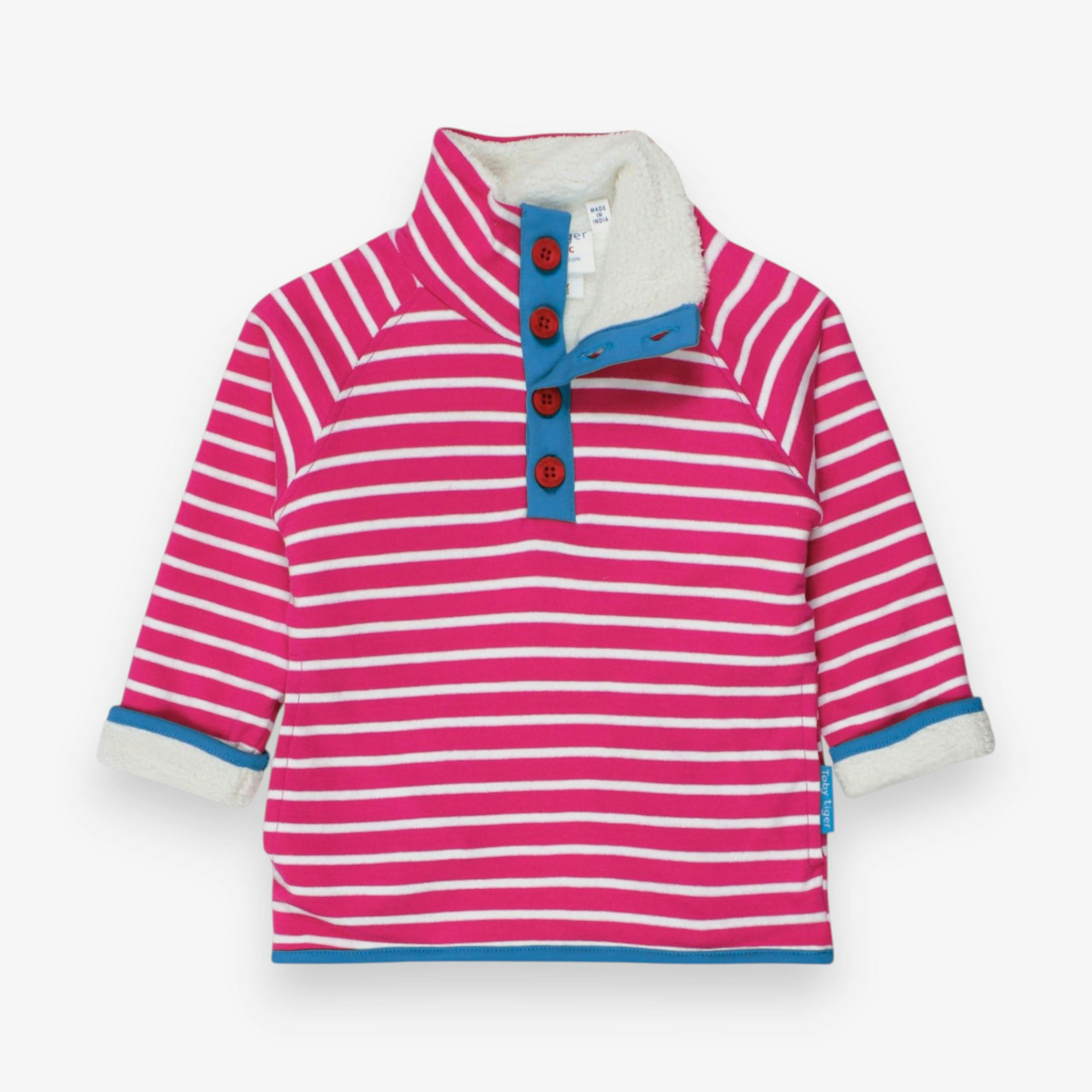 Organic Pink Breton Cosy Fleece Sweatshirt , view 1 of 2